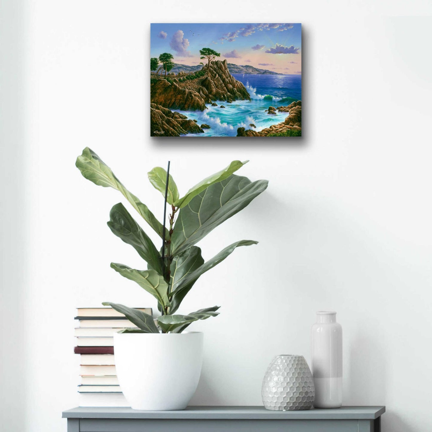 Epic Art 'Lone Cypress, Carmel, CA' by Eduardo Camoes, Acrylic Glass Wall Art,16x12