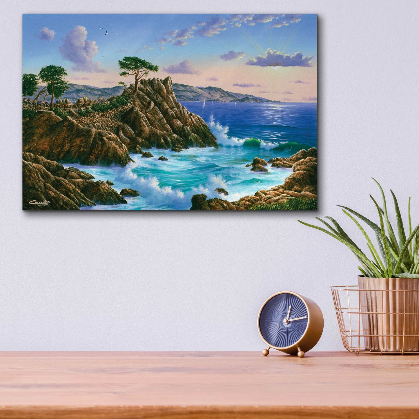 Epic Art 'Lone Cypress, Carmel, CA' by Eduardo Camoes, Acrylic Glass Wall Art,16x12