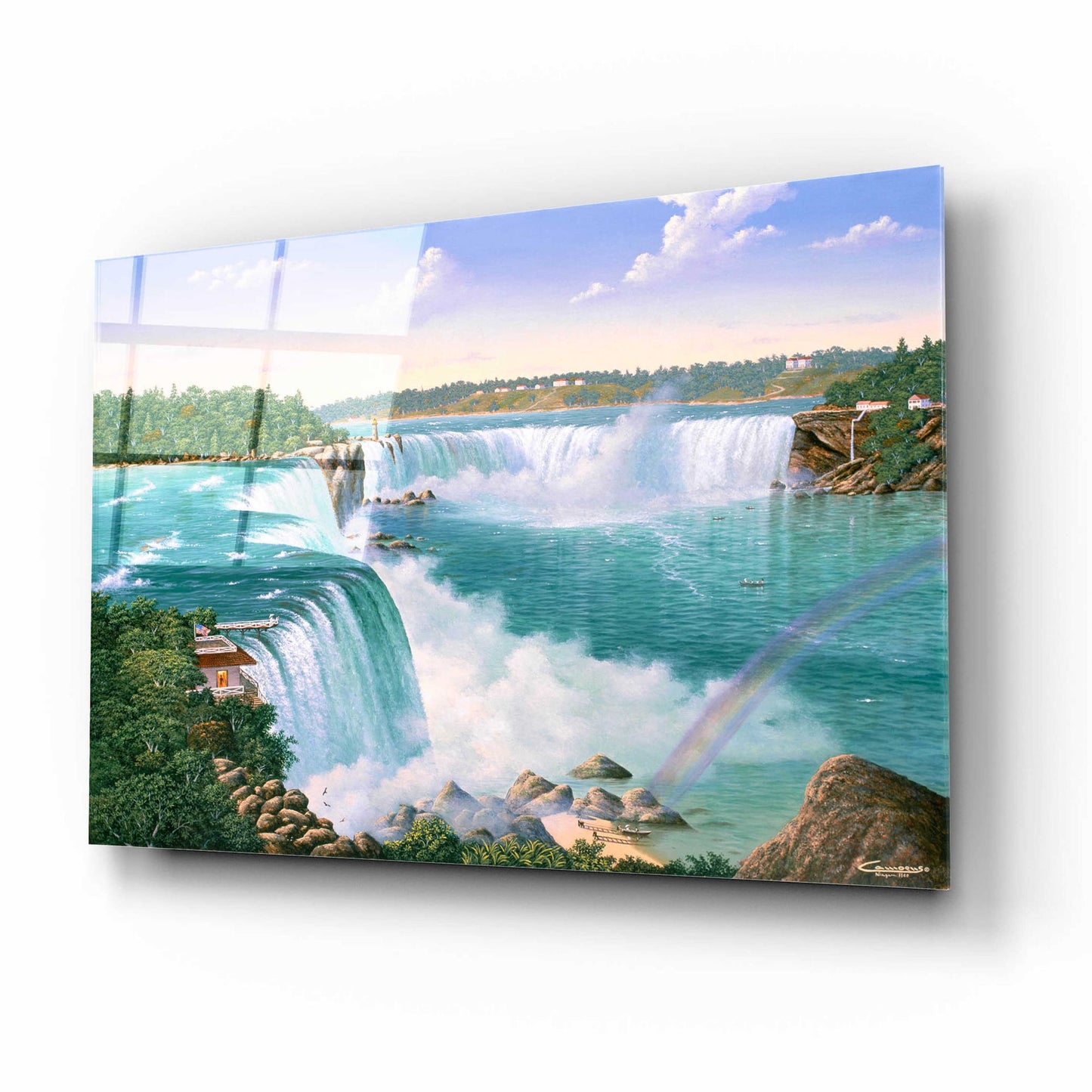 Epic Art 'Niagara Falls In 1860' by Eduardo Camoes, Acrylic Glass Wall Art,16x12