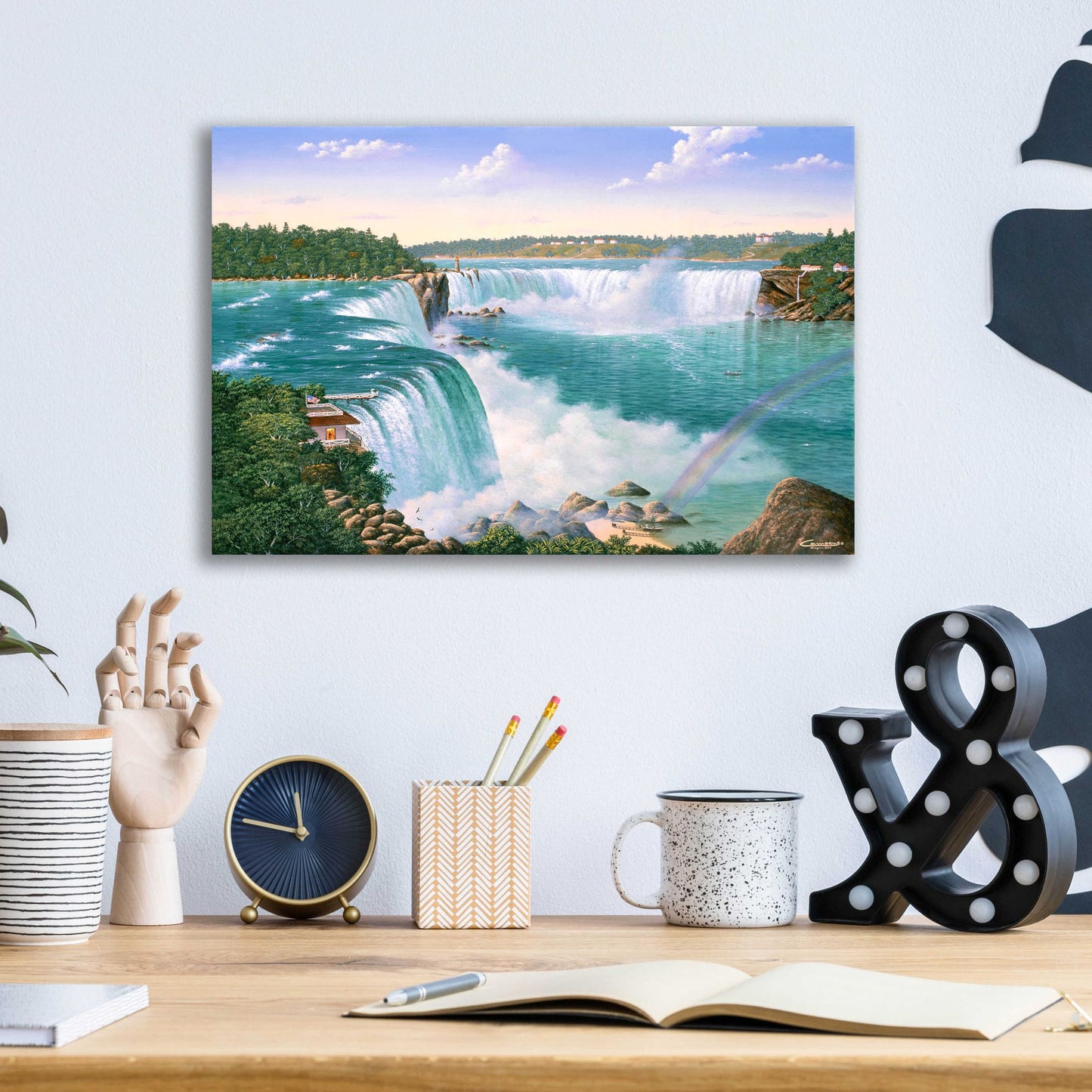 Epic Art 'Niagara Falls In 1860' by Eduardo Camoes, Acrylic Glass Wall Art,16x12