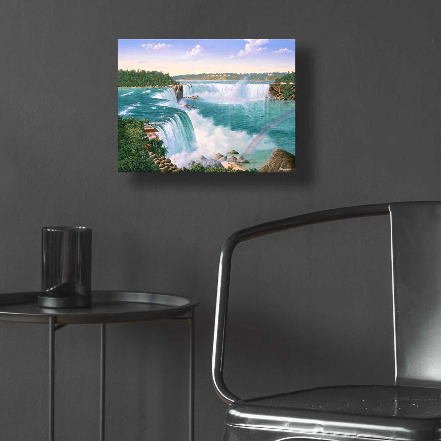 Epic Art 'Niagara Falls In 1860' by Eduardo Camoes, Acrylic Glass Wall Art,16x12