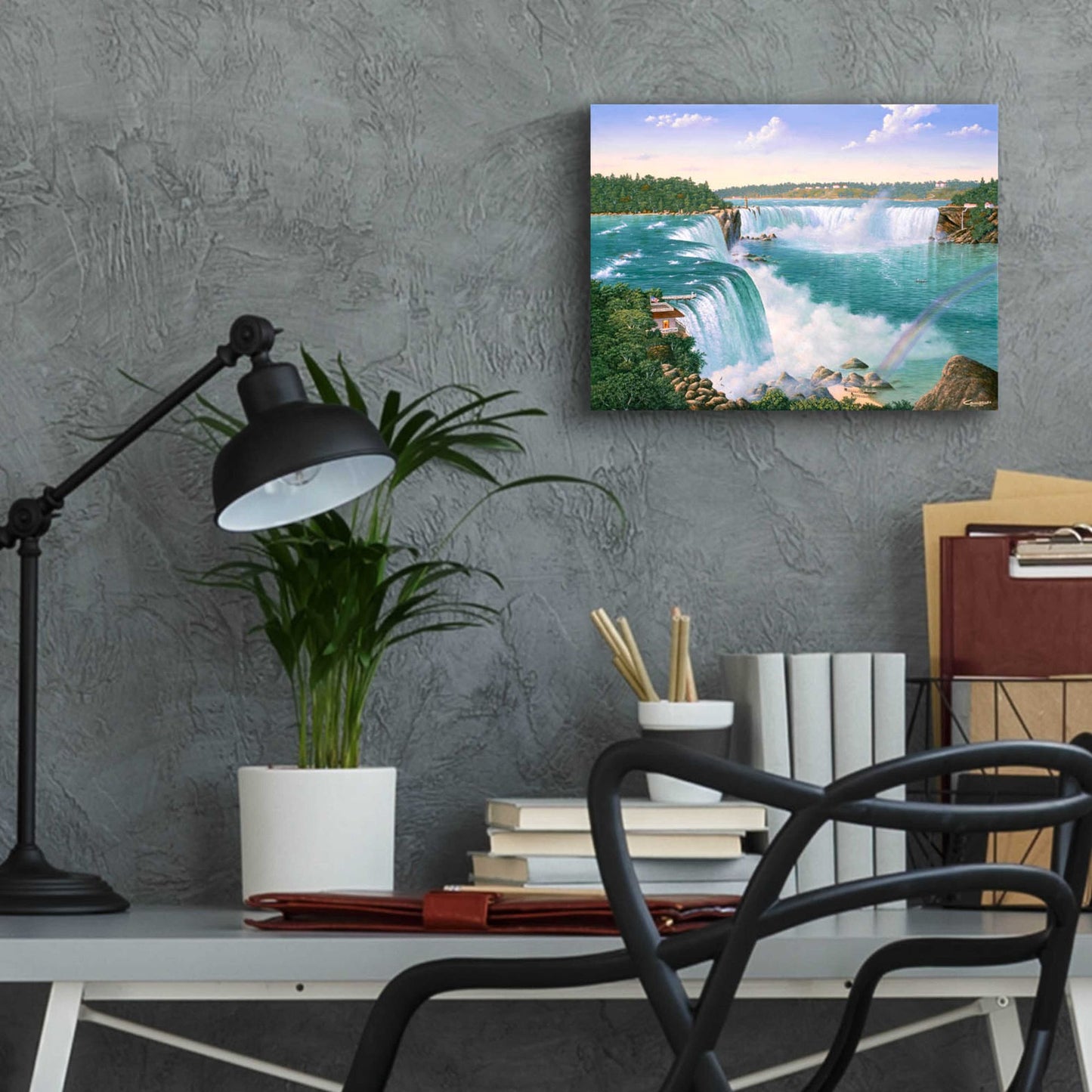 Epic Art 'Niagara Falls In 1860' by Eduardo Camoes, Acrylic Glass Wall Art,16x12