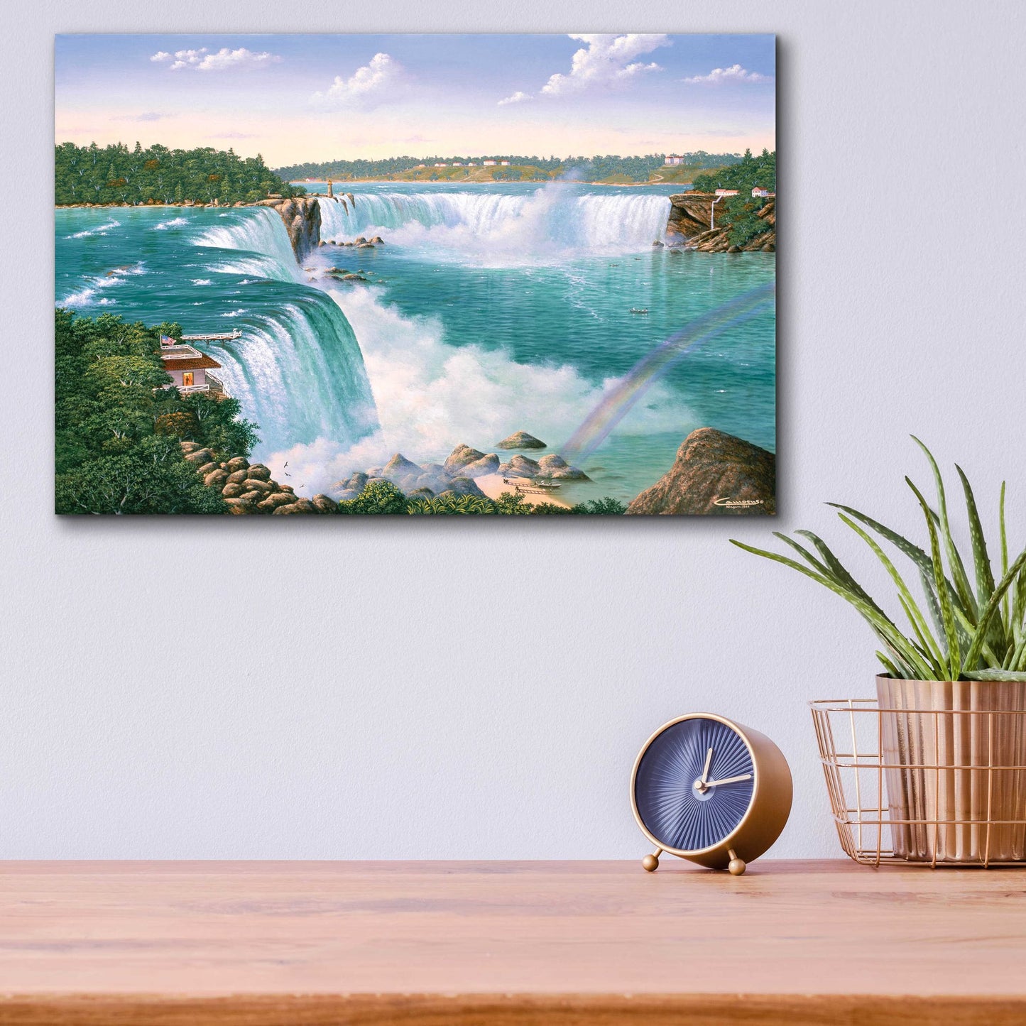 Epic Art 'Niagara Falls In 1860' by Eduardo Camoes, Acrylic Glass Wall Art,16x12