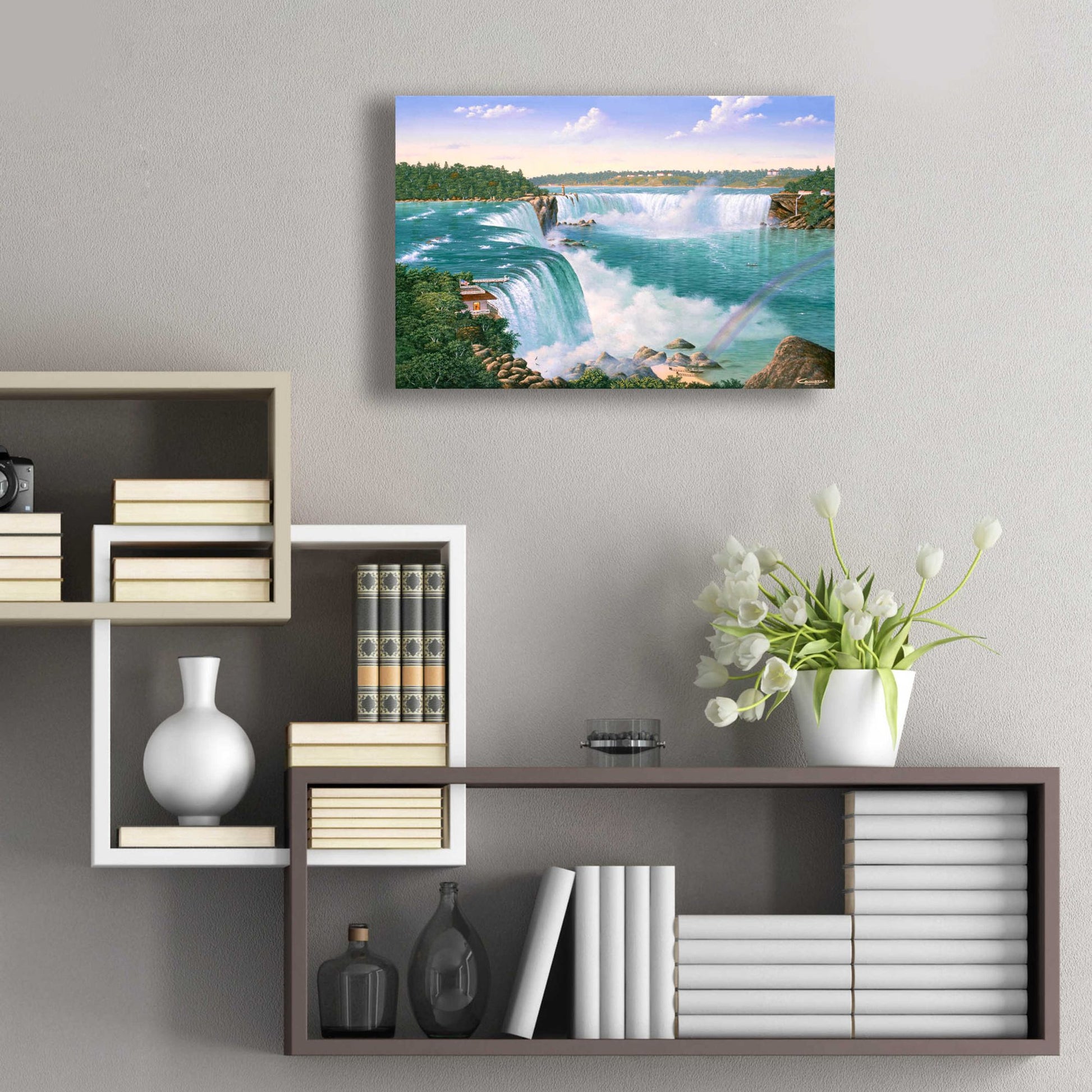 Epic Art 'Niagara Falls In 1860' by Eduardo Camoes, Acrylic Glass Wall Art,24x16