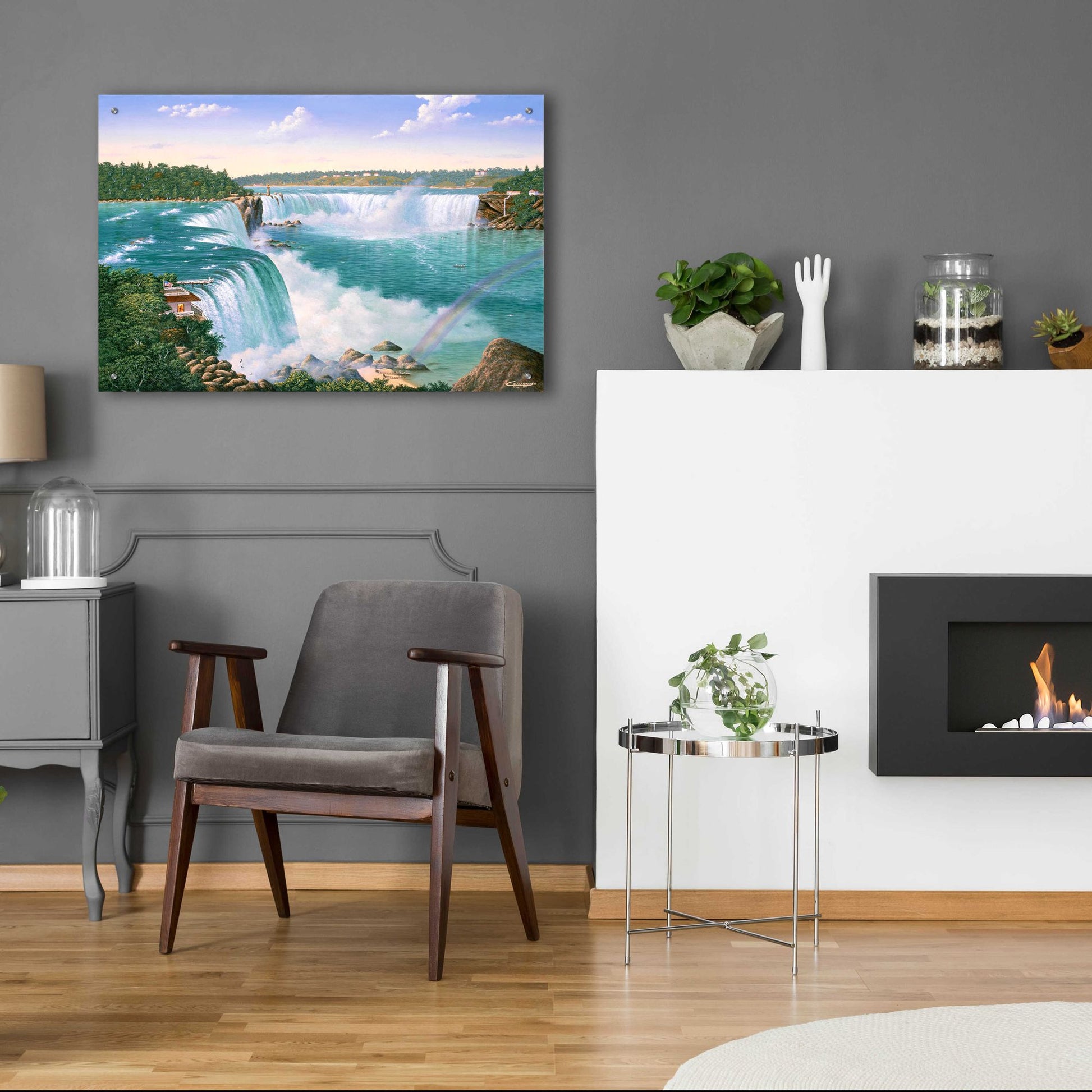 Epic Art 'Niagara Falls In 1860' by Eduardo Camoes, Acrylic Glass Wall Art,36x24