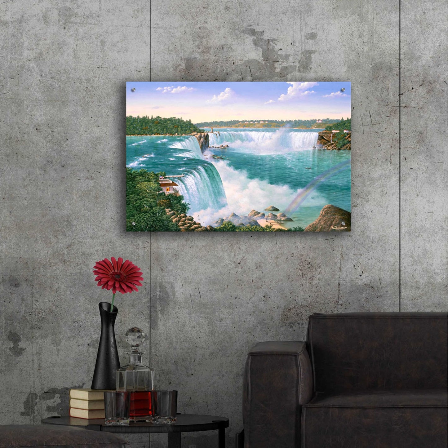 Epic Art 'Niagara Falls In 1860' by Eduardo Camoes, Acrylic Glass Wall Art,36x24