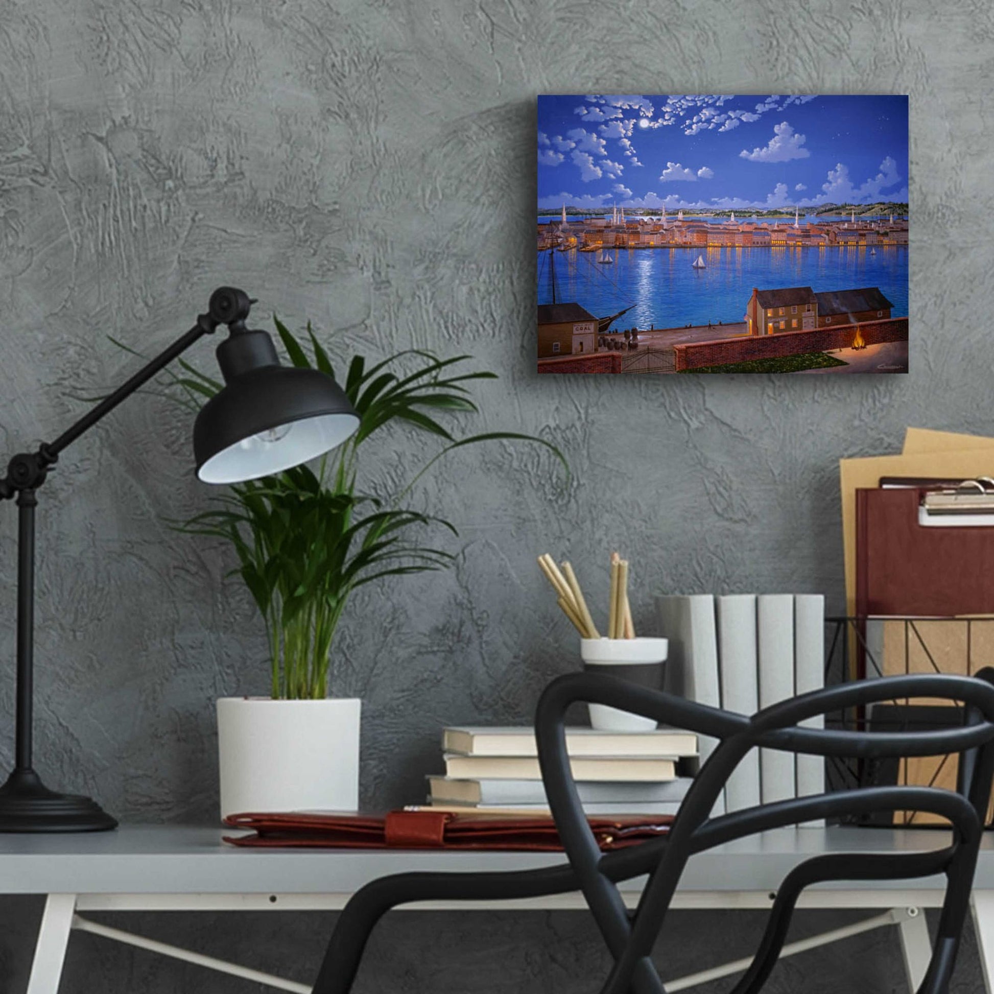 Epic Art 'New York From Brooklyn Heights In 1848' by Eduardo Camoes, Acrylic Glass Wall Art,16x12