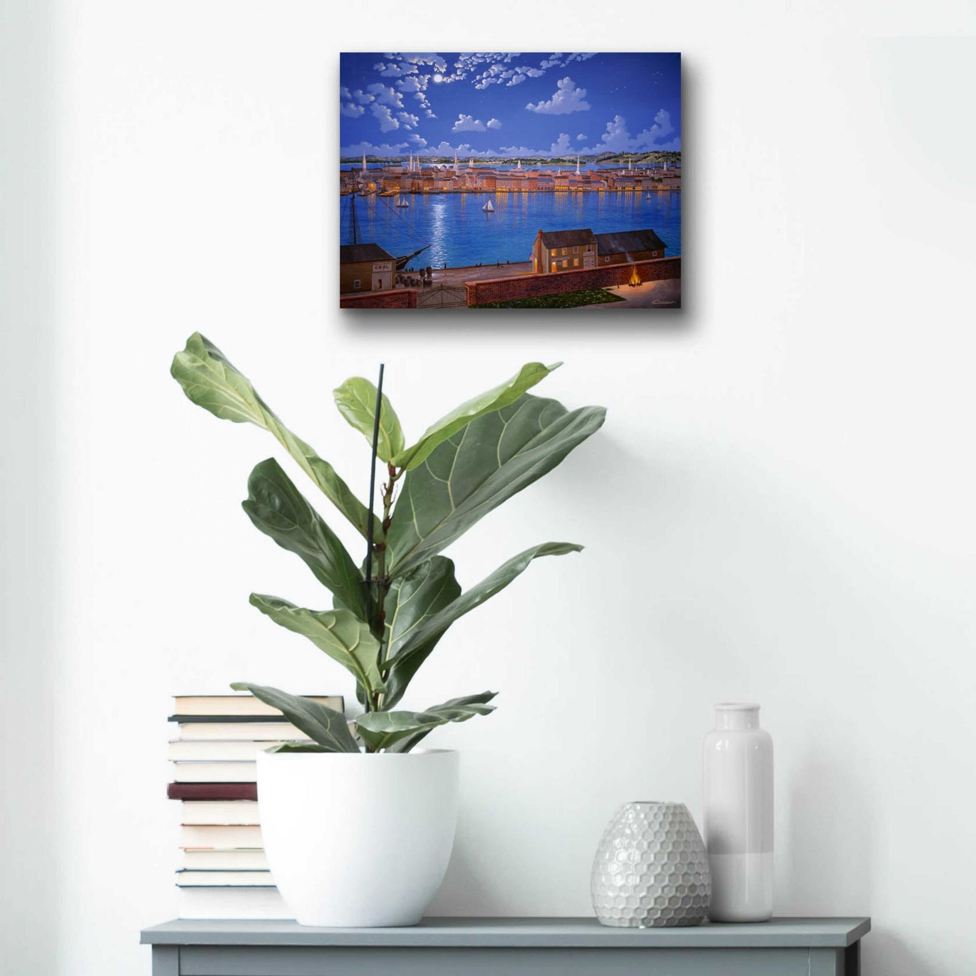 Epic Art 'New York From Brooklyn Heights In 1848' by Eduardo Camoes, Acrylic Glass Wall Art,16x12