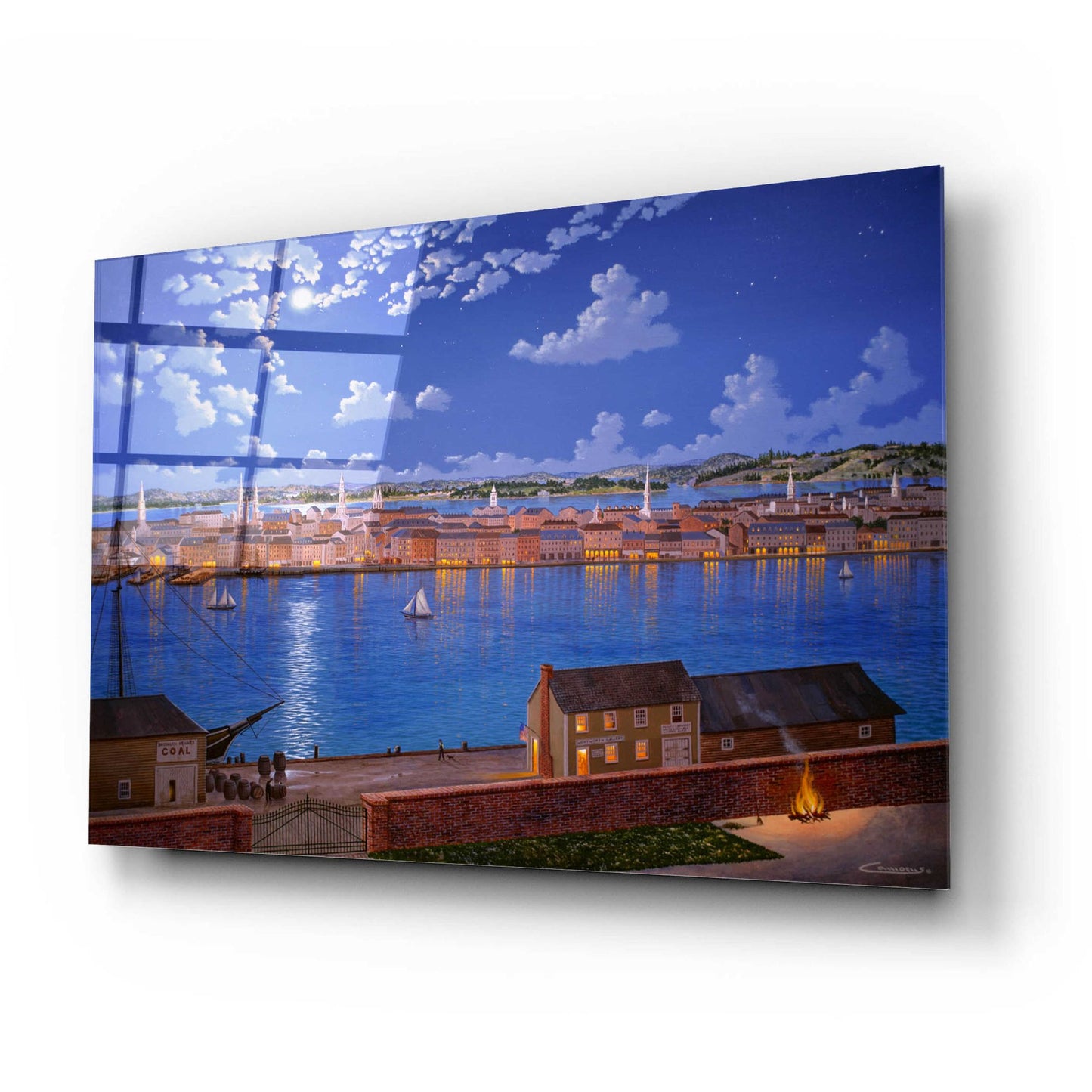 Epic Art 'New York From Brooklyn Heights In 1848' by Eduardo Camoes, Acrylic Glass Wall Art,24x16