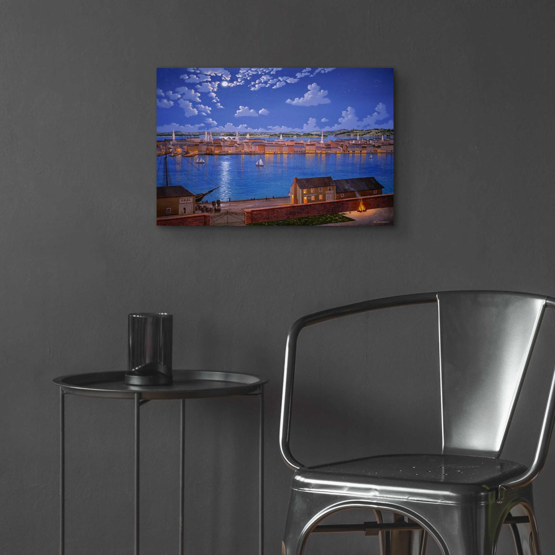 Epic Art 'New York From Brooklyn Heights In 1848' by Eduardo Camoes, Acrylic Glass Wall Art,24x16