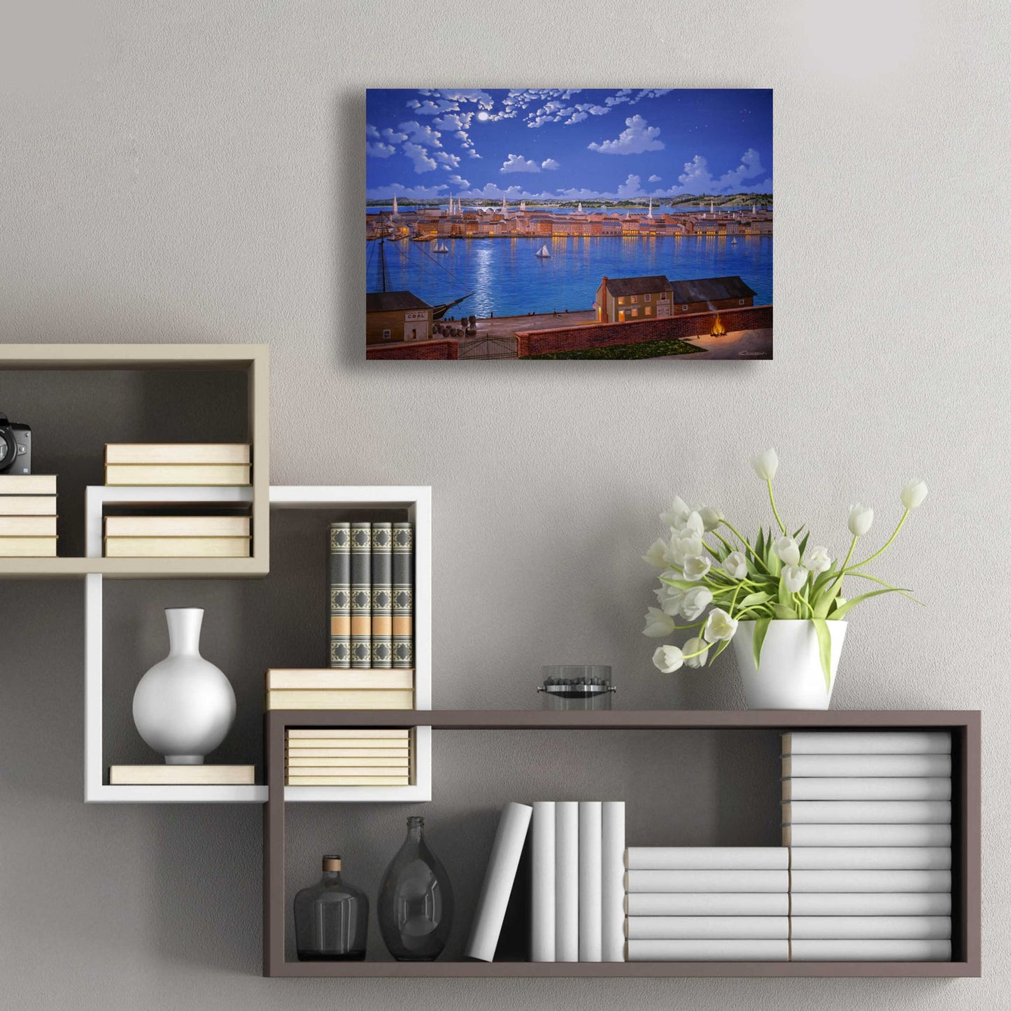 Epic Art 'New York From Brooklyn Heights In 1848' by Eduardo Camoes, Acrylic Glass Wall Art,24x16