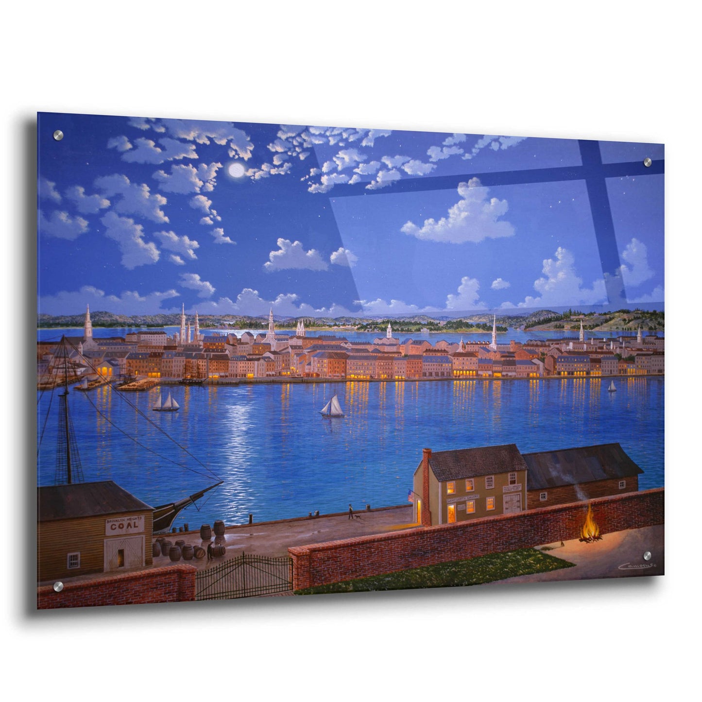 Epic Art 'New York From Brooklyn Heights In 1848' by Eduardo Camoes, Acrylic Glass Wall Art,36x24