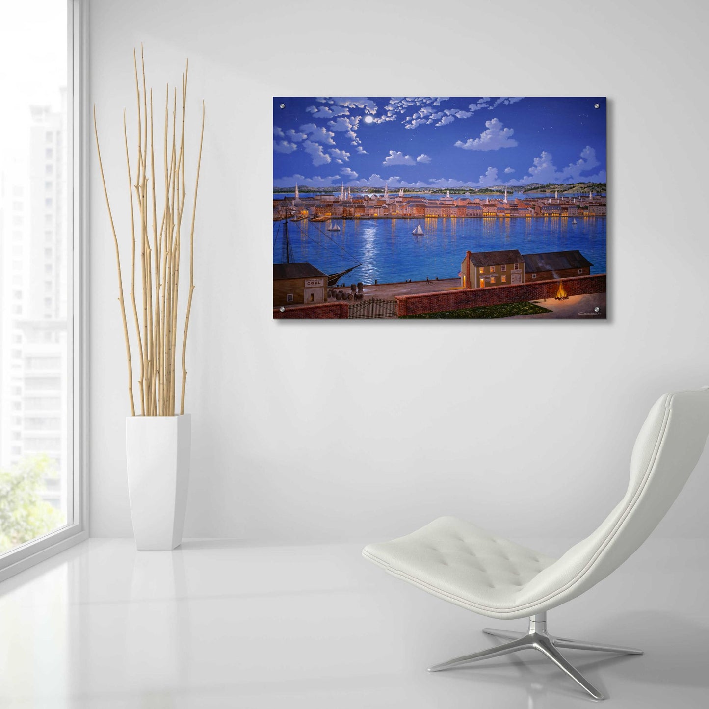 Epic Art 'New York From Brooklyn Heights In 1848' by Eduardo Camoes, Acrylic Glass Wall Art,36x24