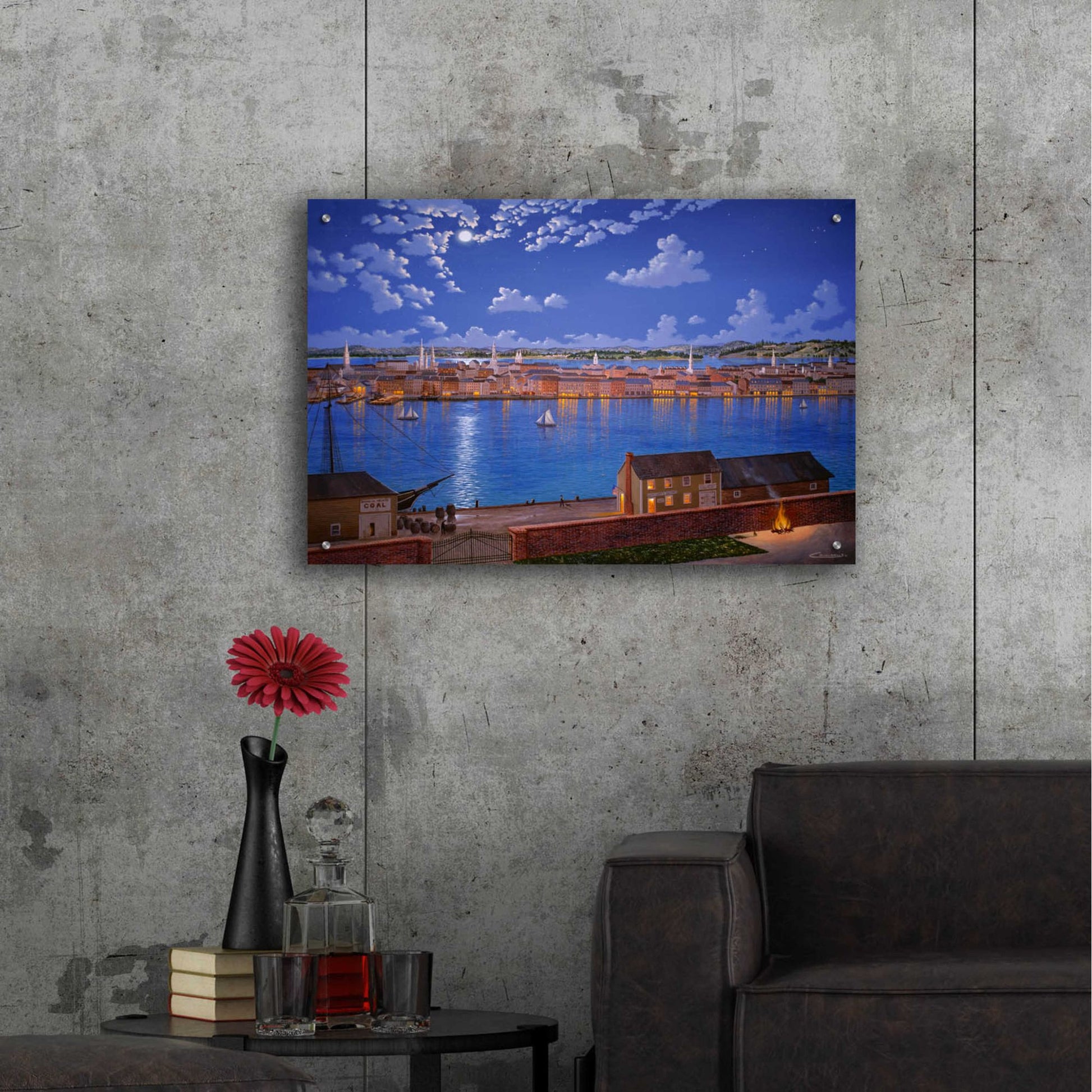 Epic Art 'New York From Brooklyn Heights In 1848' by Eduardo Camoes, Acrylic Glass Wall Art,36x24