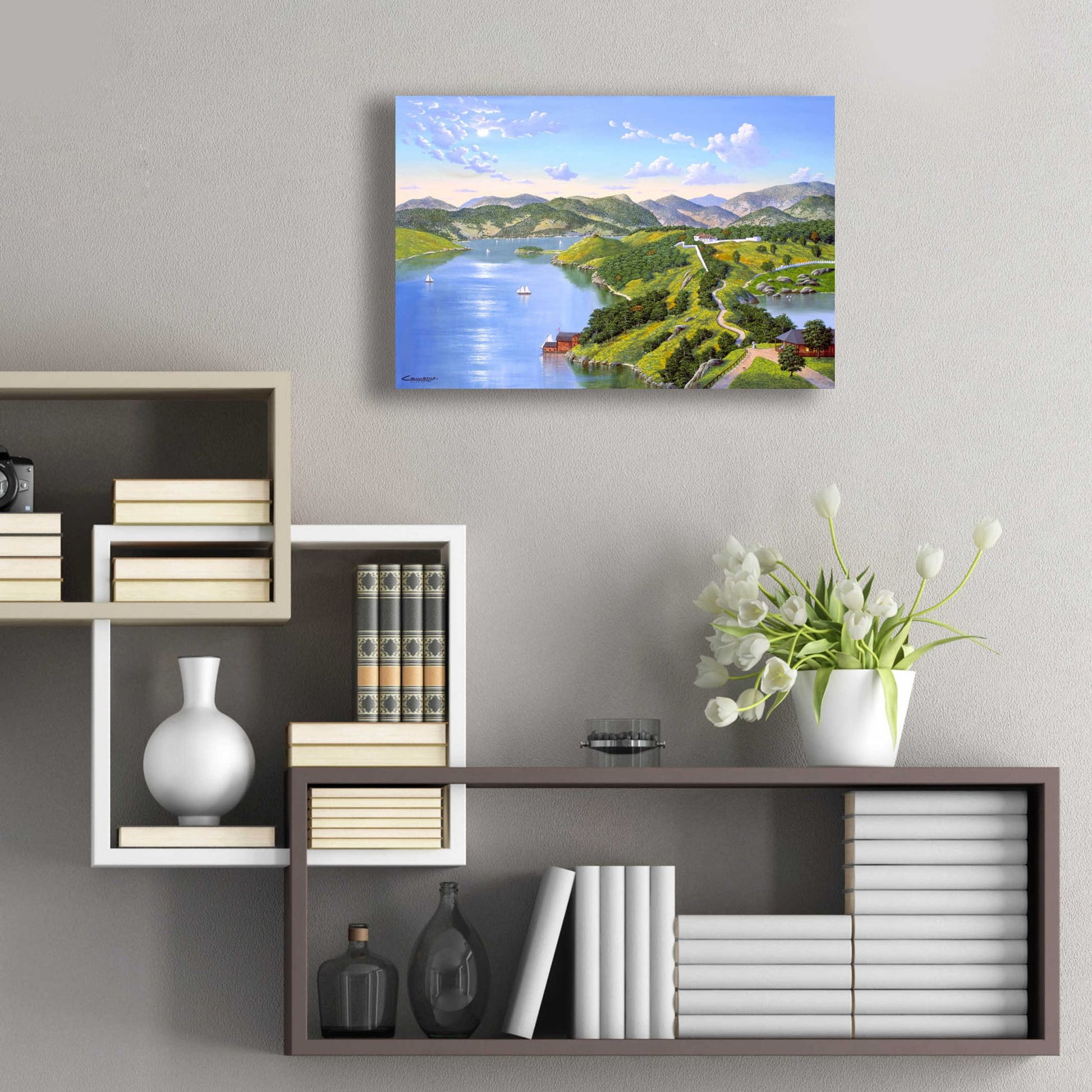 Epic Art 'Hudson River Near West Point In 1865' by Eduardo Camoes, Acrylic Glass Wall Art,24x16