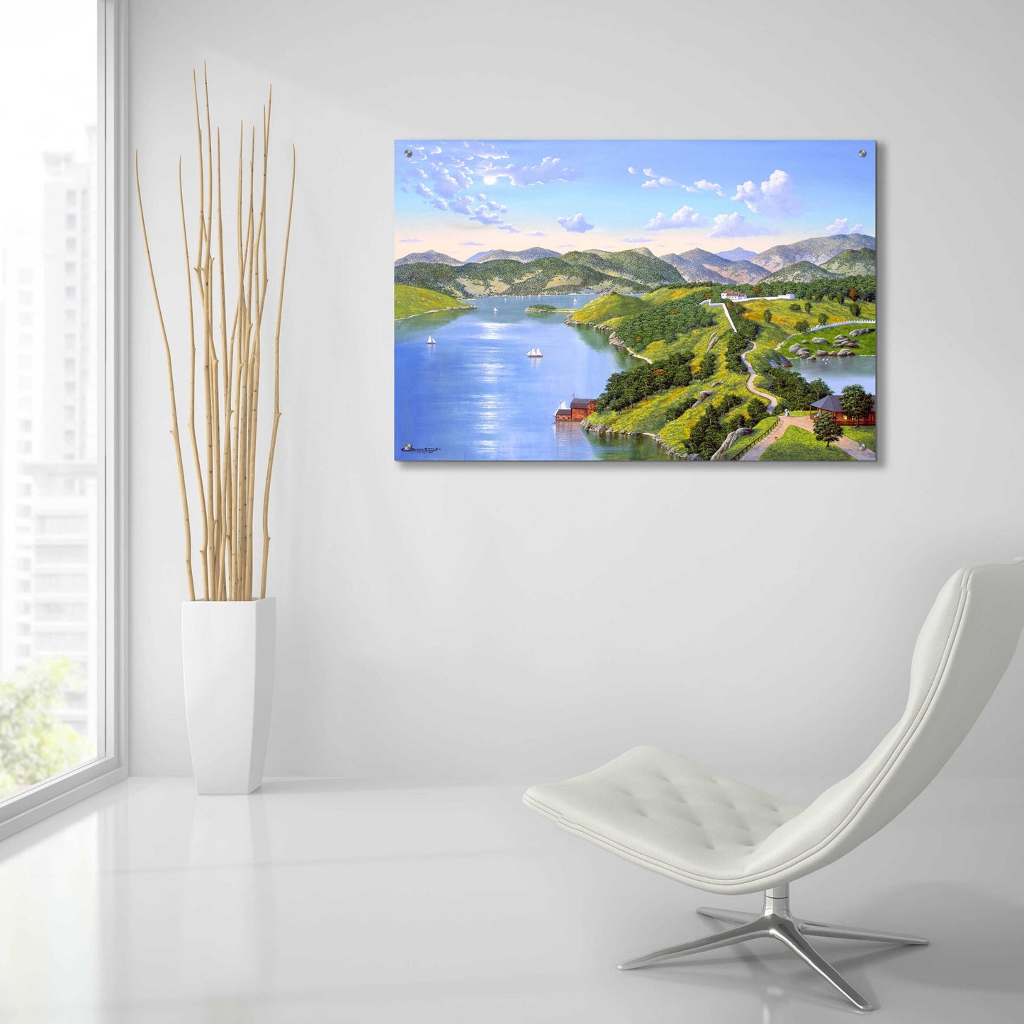 Epic Art 'Hudson River Near West Point In 1865' by Eduardo Camoes, Acrylic Glass Wall Art,36x24