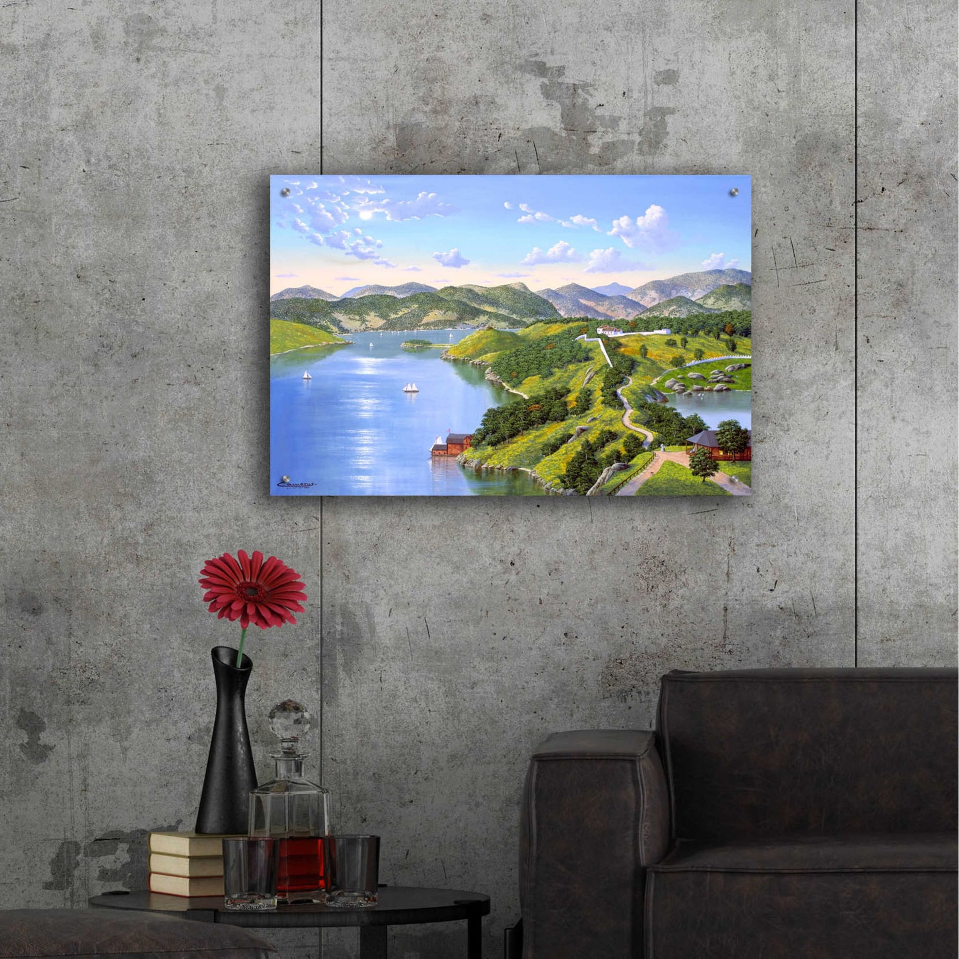 Epic Art 'Hudson River Near West Point In 1865' by Eduardo Camoes, Acrylic Glass Wall Art,36x24