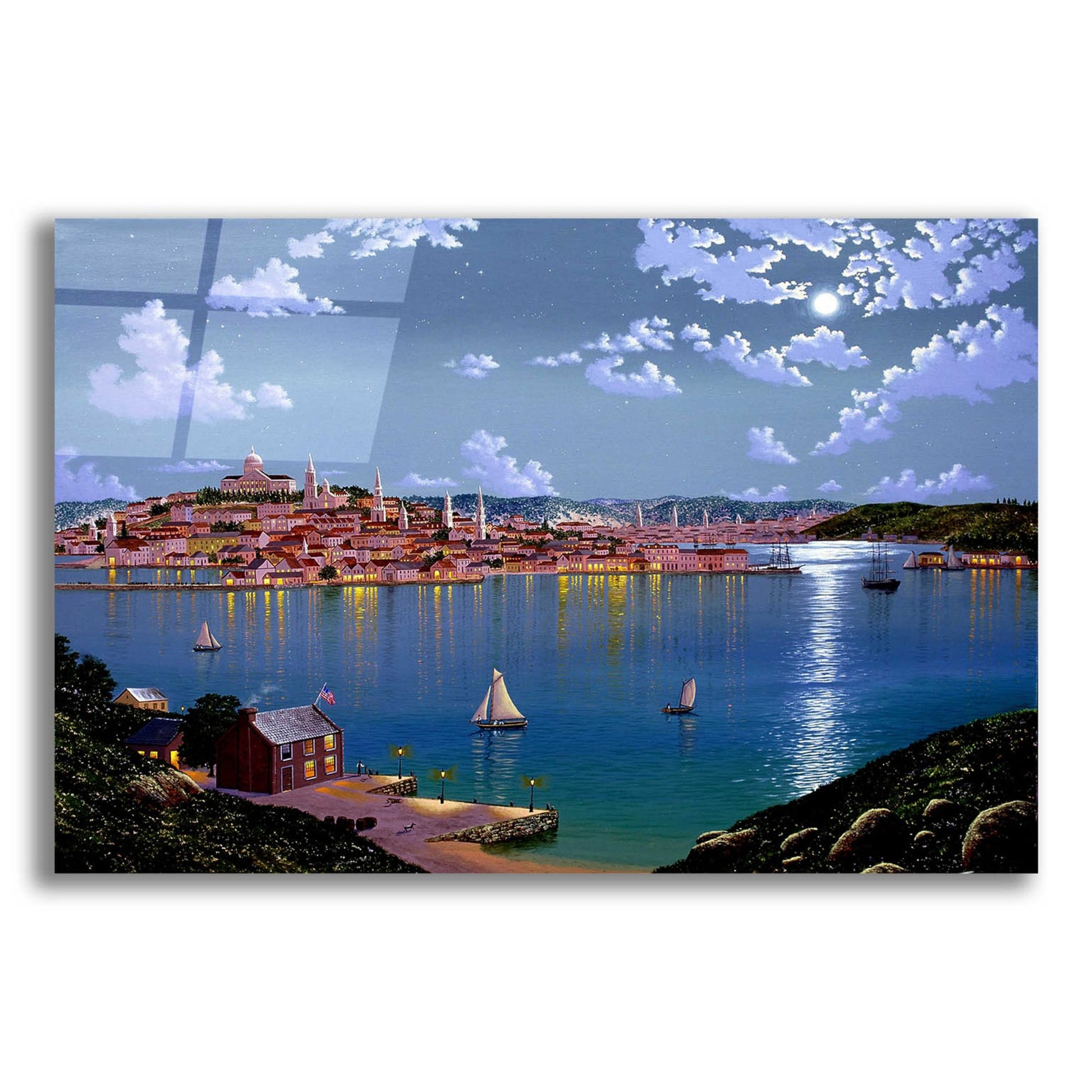 Epic Art 'Boston From Dorchester Heights In 1848' by Eduardo Camoes, Acrylic Glass Wall Art,24x16