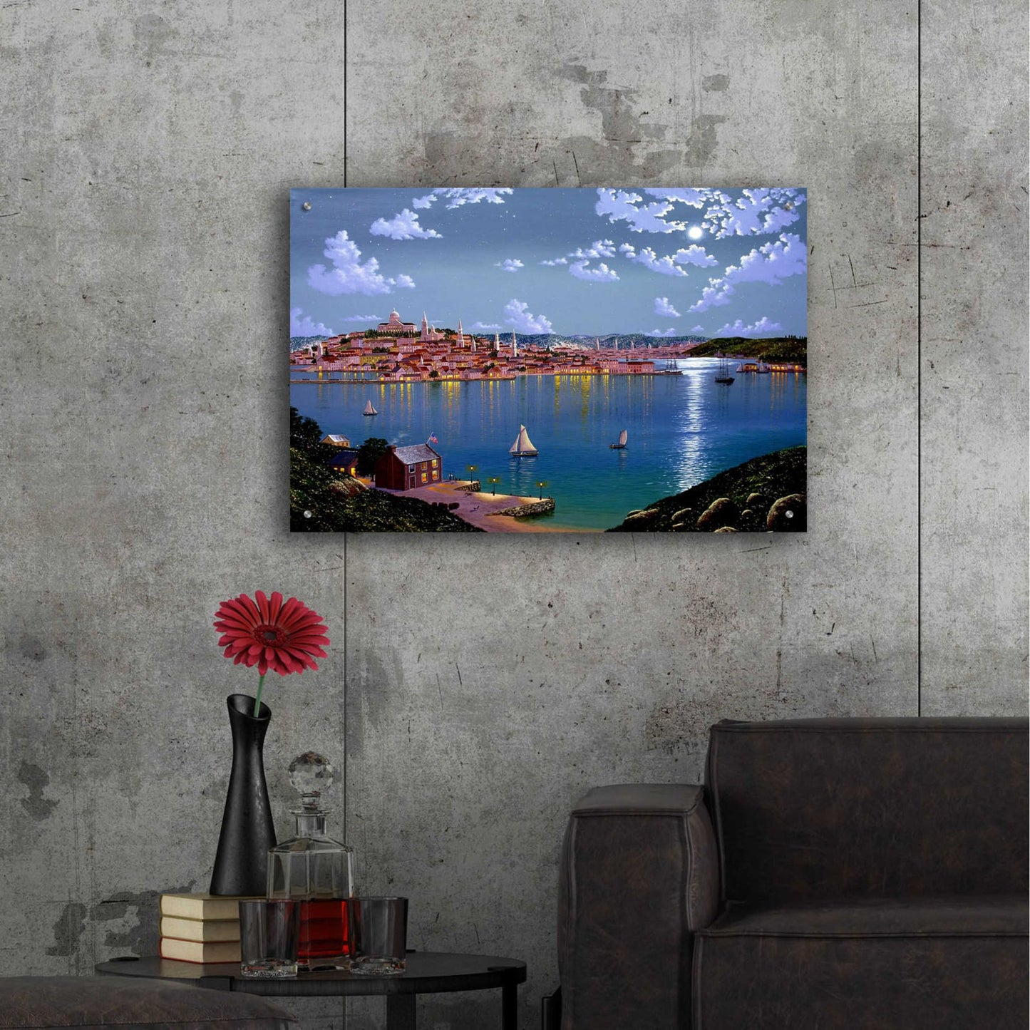 Epic Art 'Boston From Dorchester Heights In 1848' by Eduardo Camoes, Acrylic Glass Wall Art,36x24