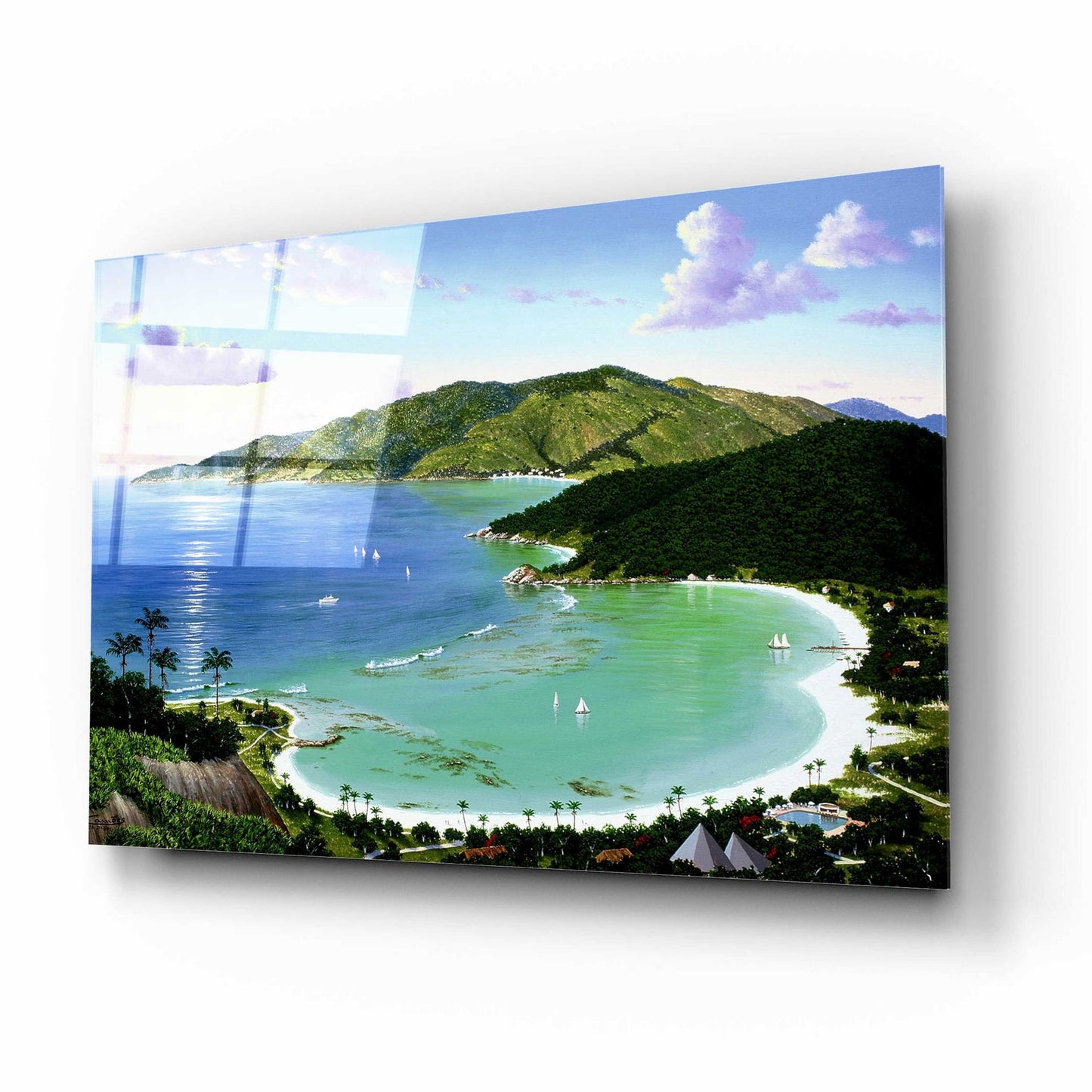 Epic Art 'Little Dix Bay, Virgin Islands' by Eduardo Camoes, Acrylic Glass Wall Art,16x12