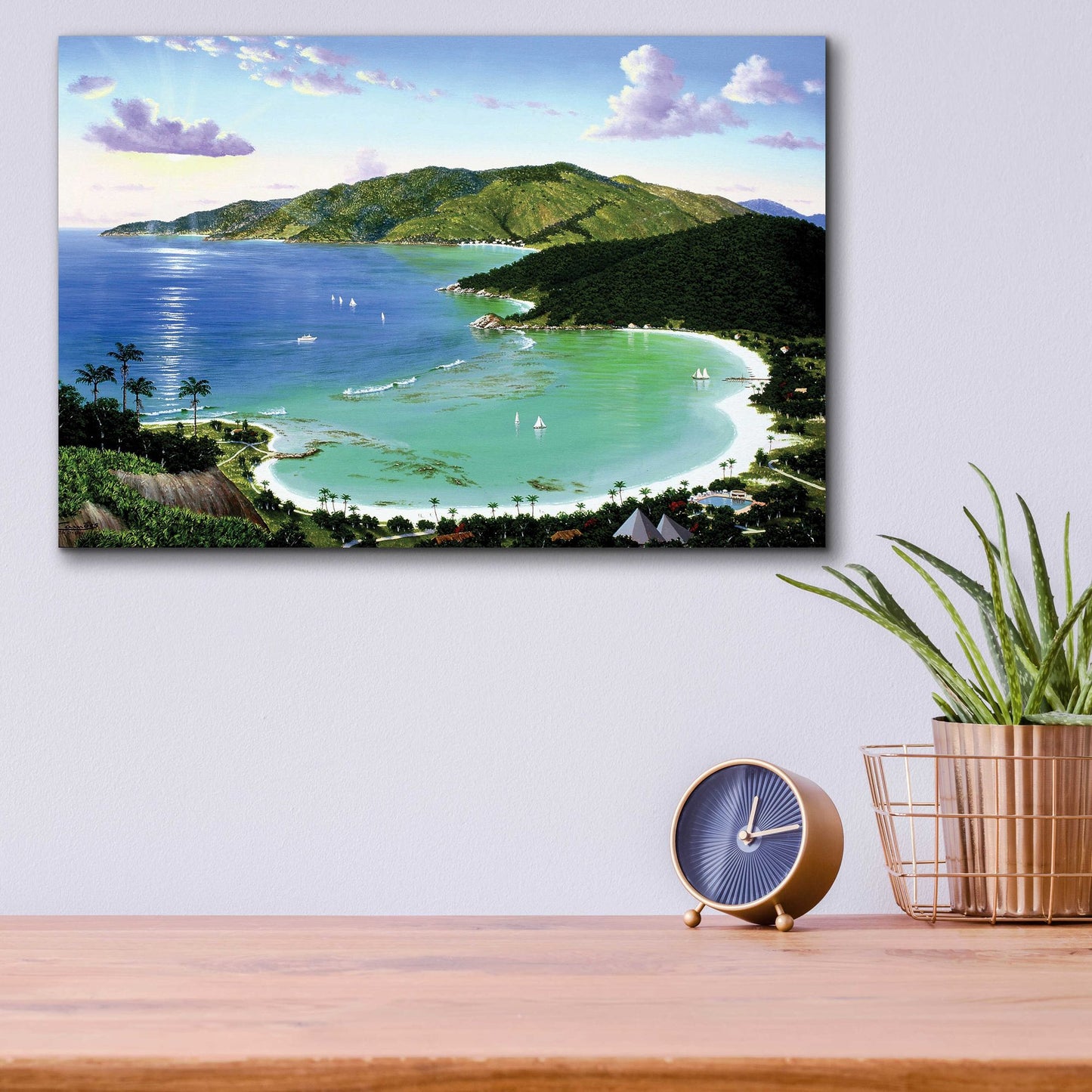 Epic Art 'Little Dix Bay, Virgin Islands' by Eduardo Camoes, Acrylic Glass Wall Art,16x12