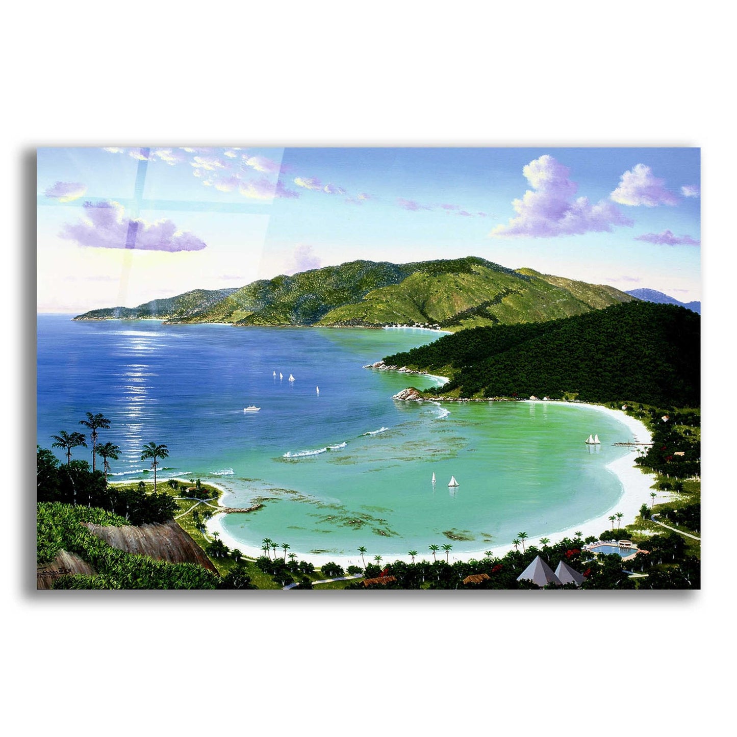 Epic Art 'Little Dix Bay, Virgin Islands' by Eduardo Camoes, Acrylic Glass Wall Art,24x16