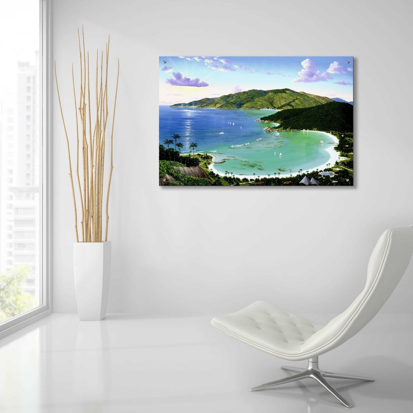 Epic Art 'Little Dix Bay, Virgin Islands' by Eduardo Camoes, Acrylic Glass Wall Art,36x24