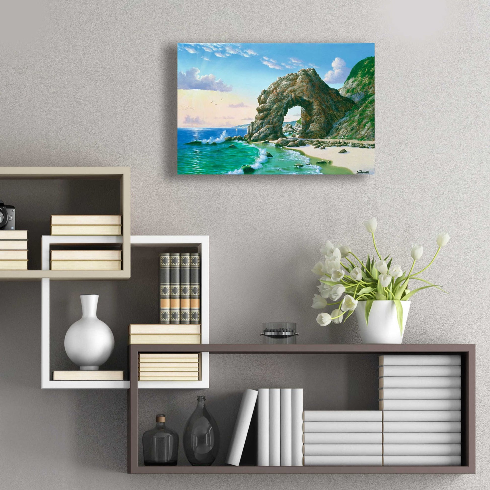 Epic Art 'Arch Near Topanga Beach 1905' by Eduardo Camoes, Acrylic Glass Wall Art,24x16