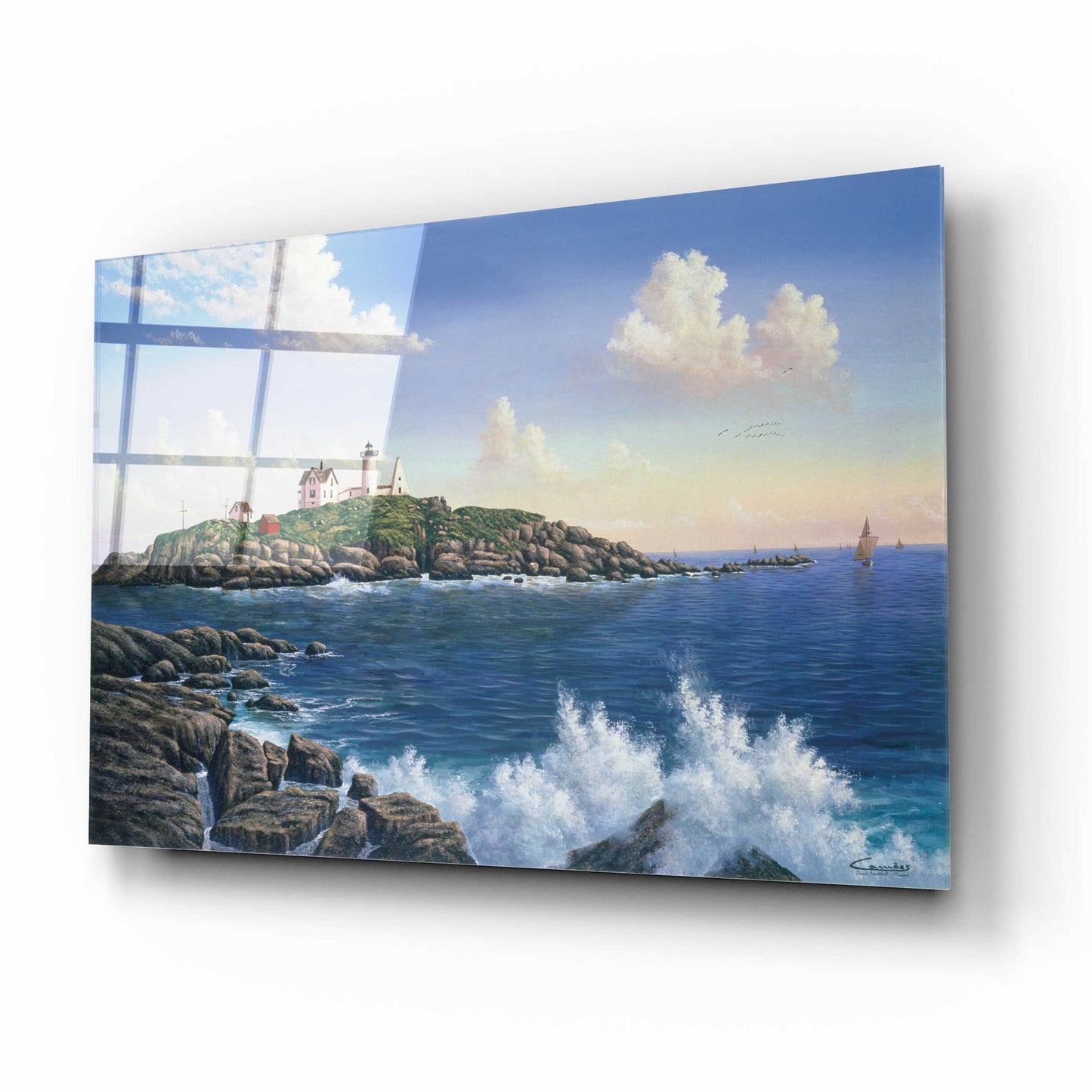 Epic Art 'Cape Neddick, Maine' by Eduardo Camoes, Acrylic Glass Wall Art,16x12