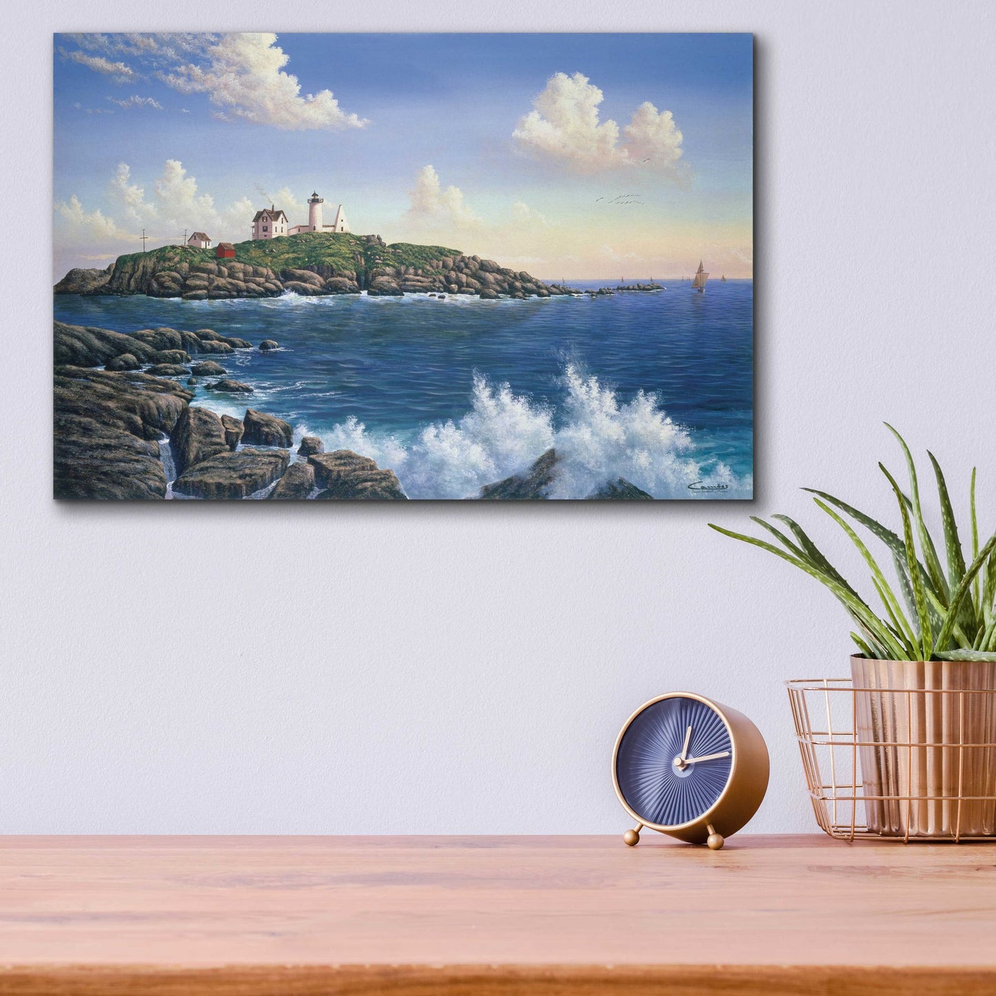 Epic Art 'Cape Neddick, Maine' by Eduardo Camoes, Acrylic Glass Wall Art,16x12