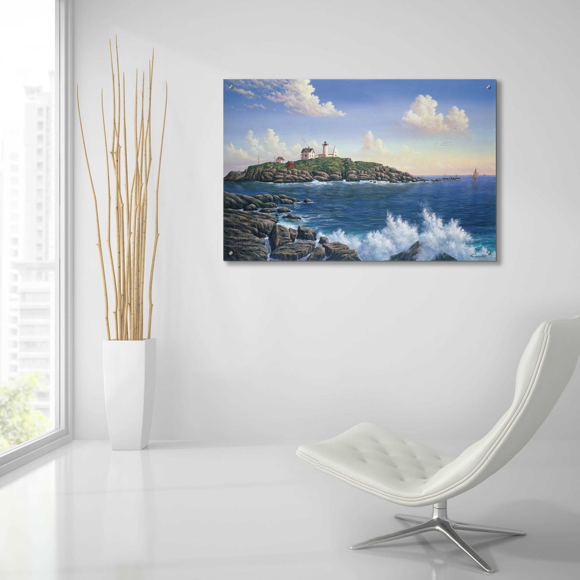 Epic Art 'Cape Neddick, Maine' by Eduardo Camoes, Acrylic Glass Wall Art,36x24