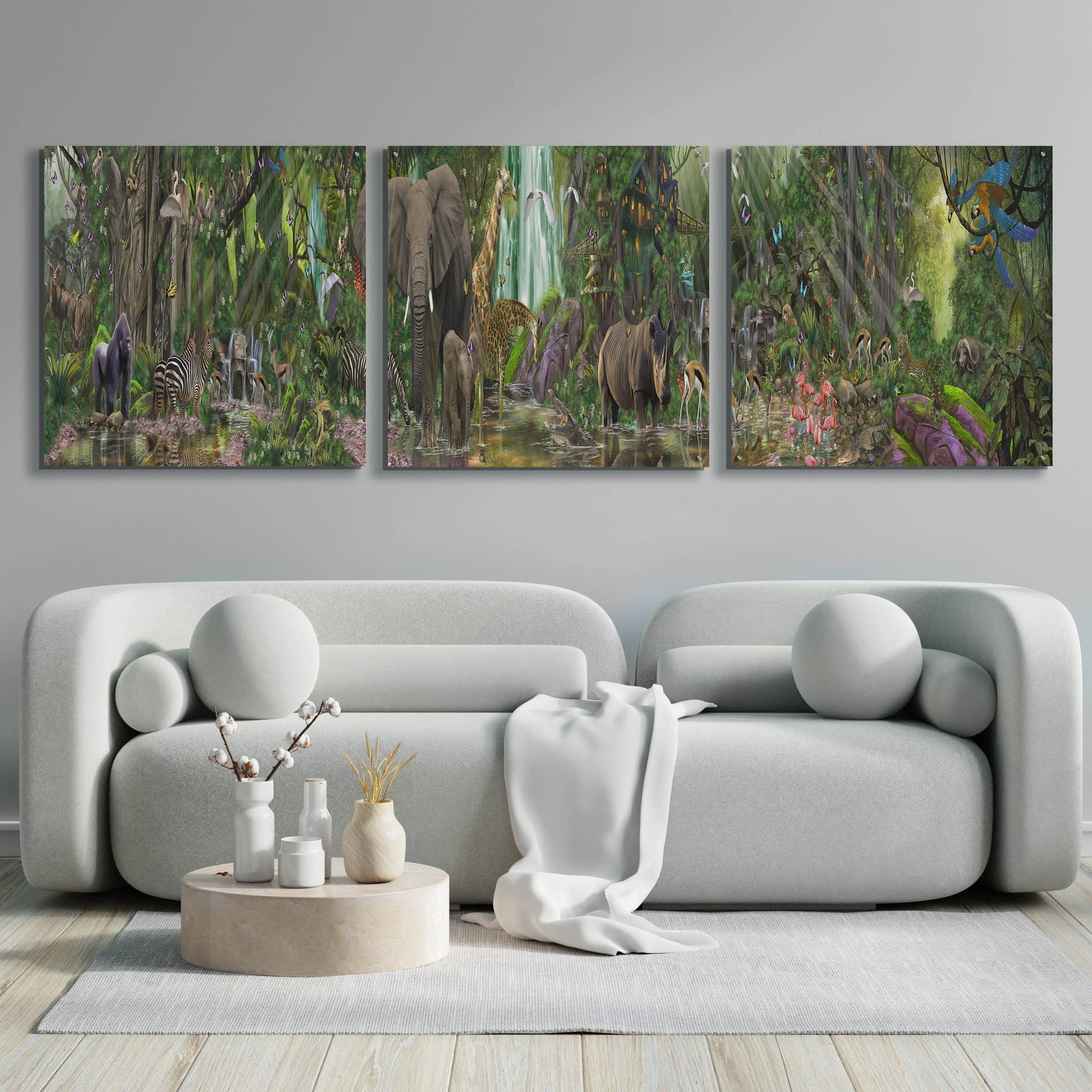 Epic Art The Last Rainforest, Acrylic Glass Wall Art 3 Piece,108x36