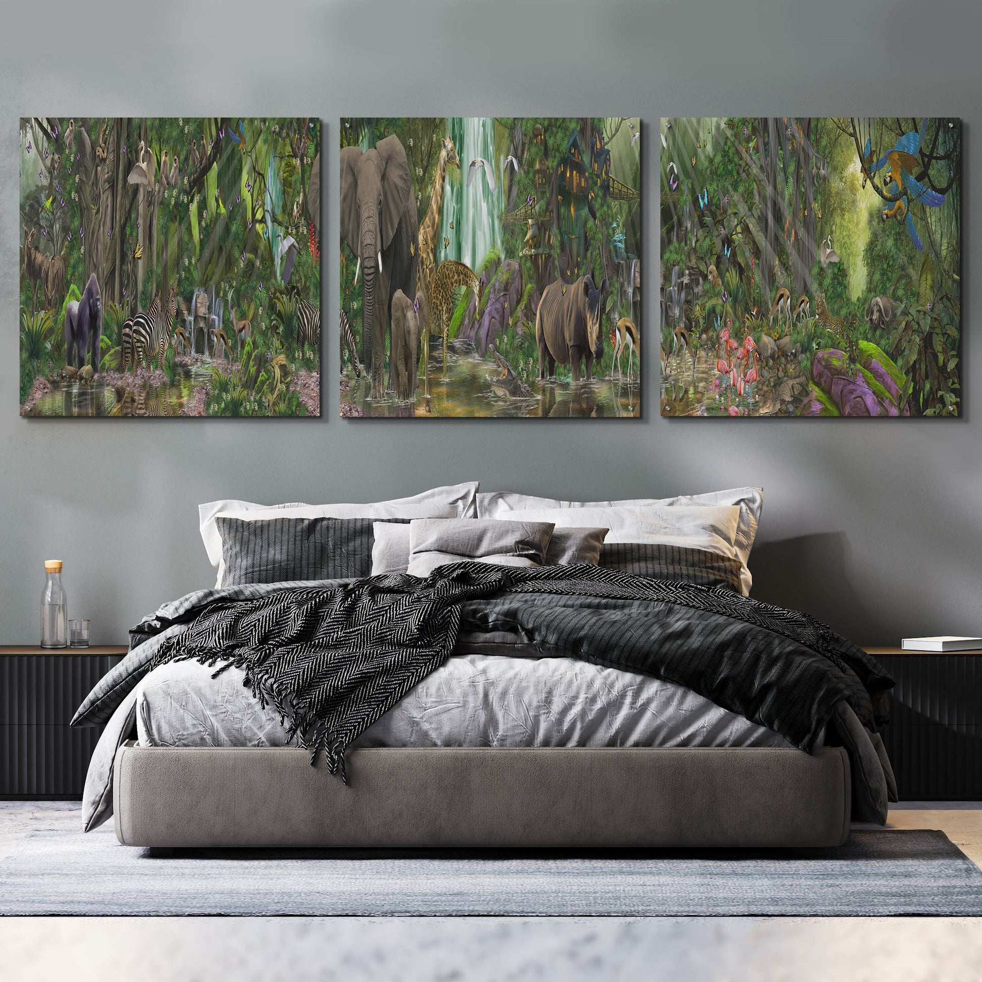 Epic Art The Last Rainforest, Acrylic Glass Wall Art 3 Piece,108x36