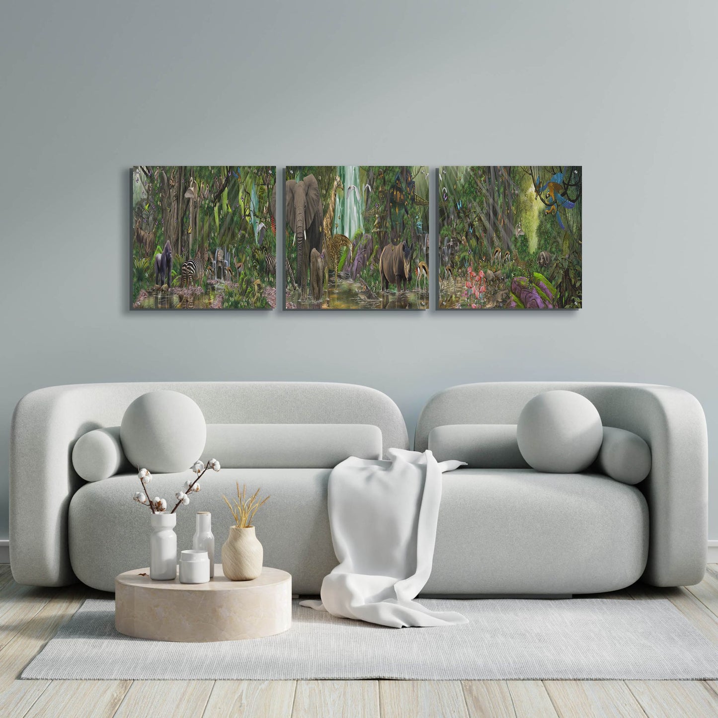 Epic Art The Last Rainforest, Acrylic Glass Wall Art 3 Piece,72x24