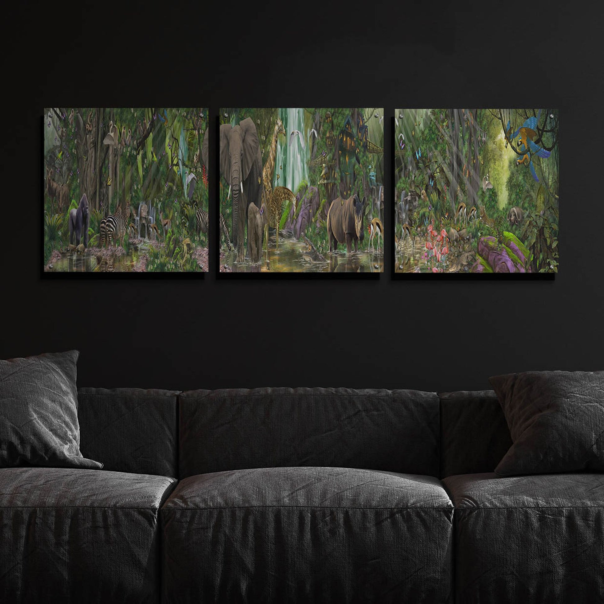 Epic Art The Last Rainforest, Acrylic Glass Wall Art 3 Piece,72x24