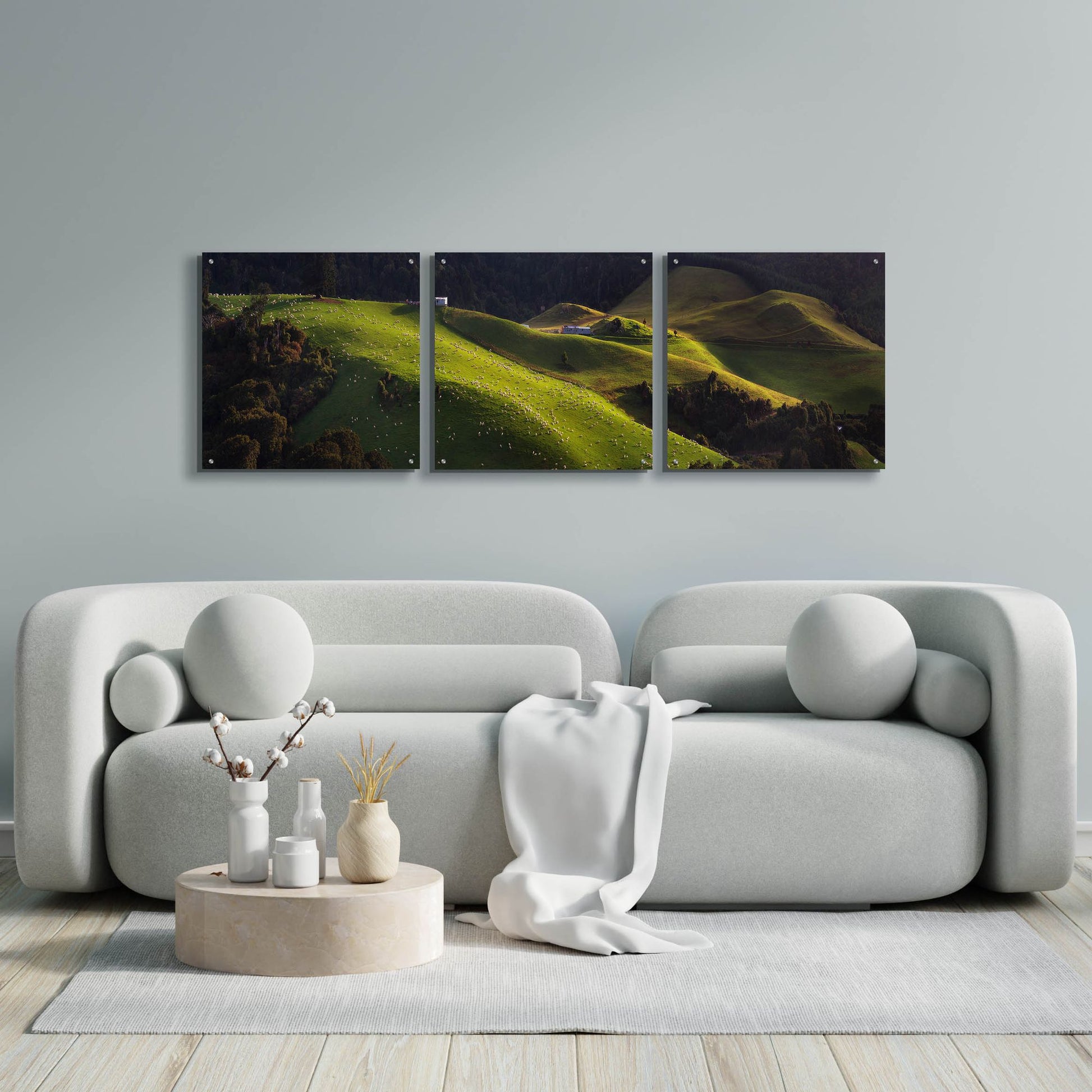 Epic Art 'Catlins' by Everlook Photography, Acrylic Glass Wall Art, 3 Piece Set,72x24