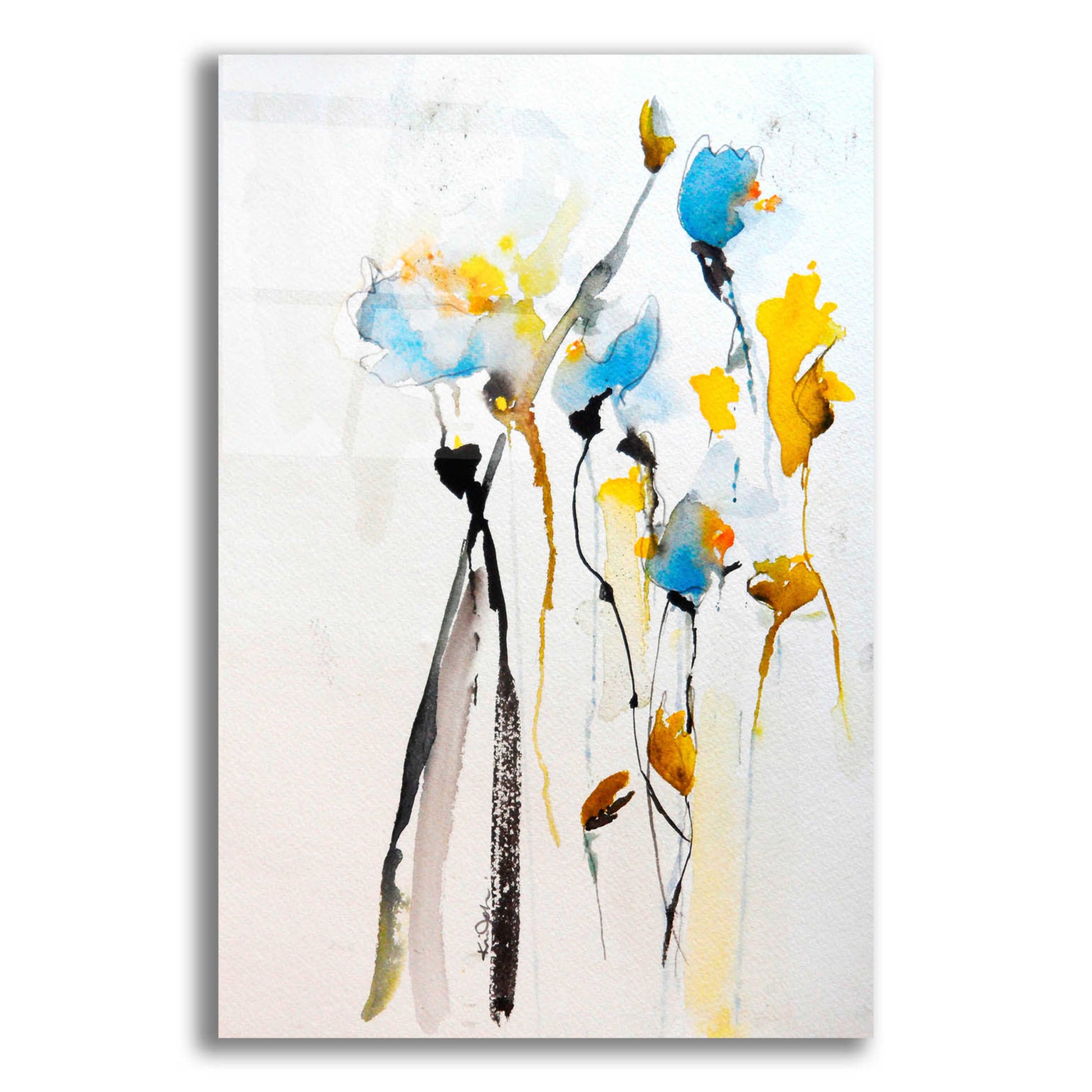 Epic Art 'Blue Flowers II' by Jessica Mingo, Acrylic Glass Wall Art,12x16