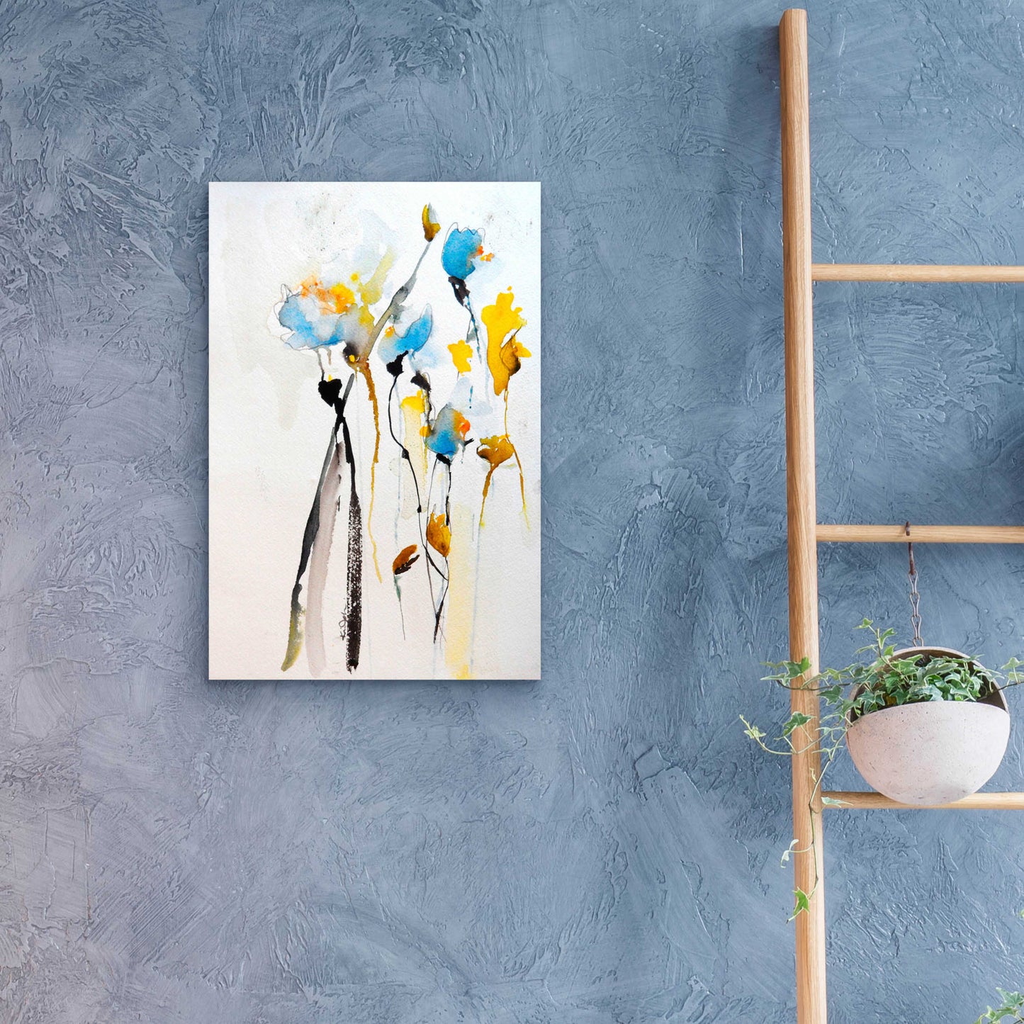 Epic Art 'Blue Flowers II' by Jessica Mingo, Acrylic Glass Wall Art,16x24