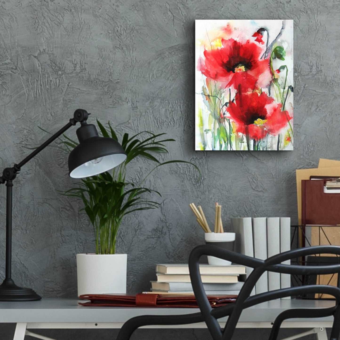 Epic Art 'Red Poppies' by Jessica Mingo, Acrylic Glass Wall Art,12x16