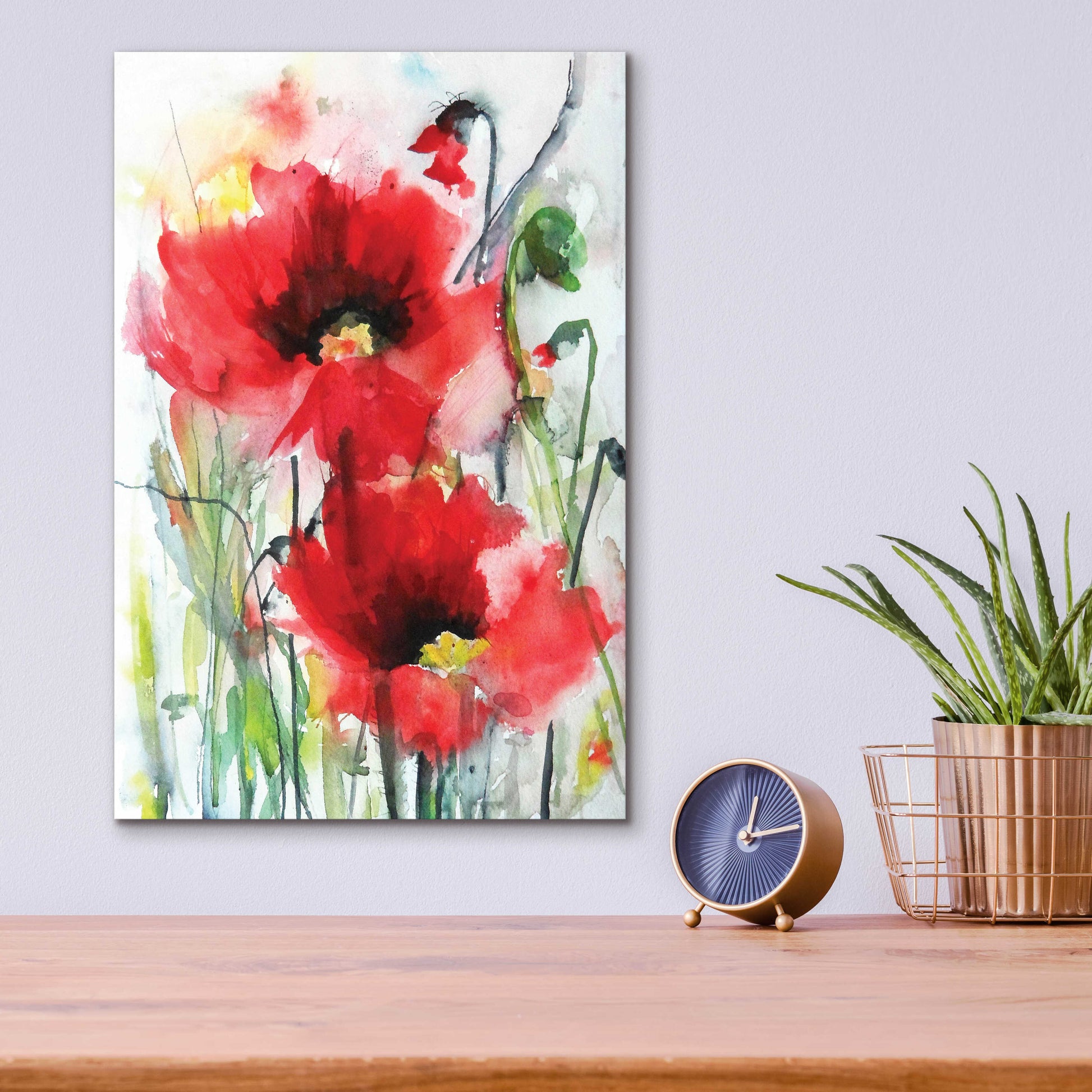 Epic Art 'Red Poppies' by Jessica Mingo, Acrylic Glass Wall Art,12x16