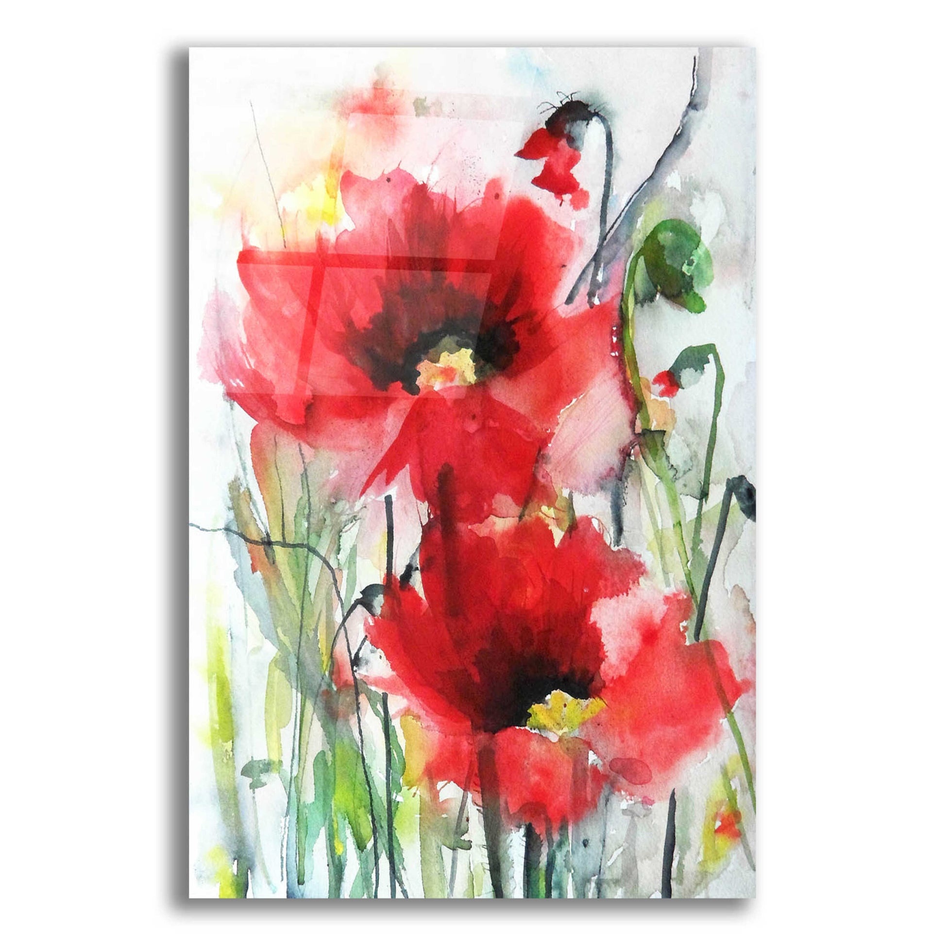 Epic Art 'Red Poppies' by Jessica Mingo, Acrylic Glass Wall Art,12x16