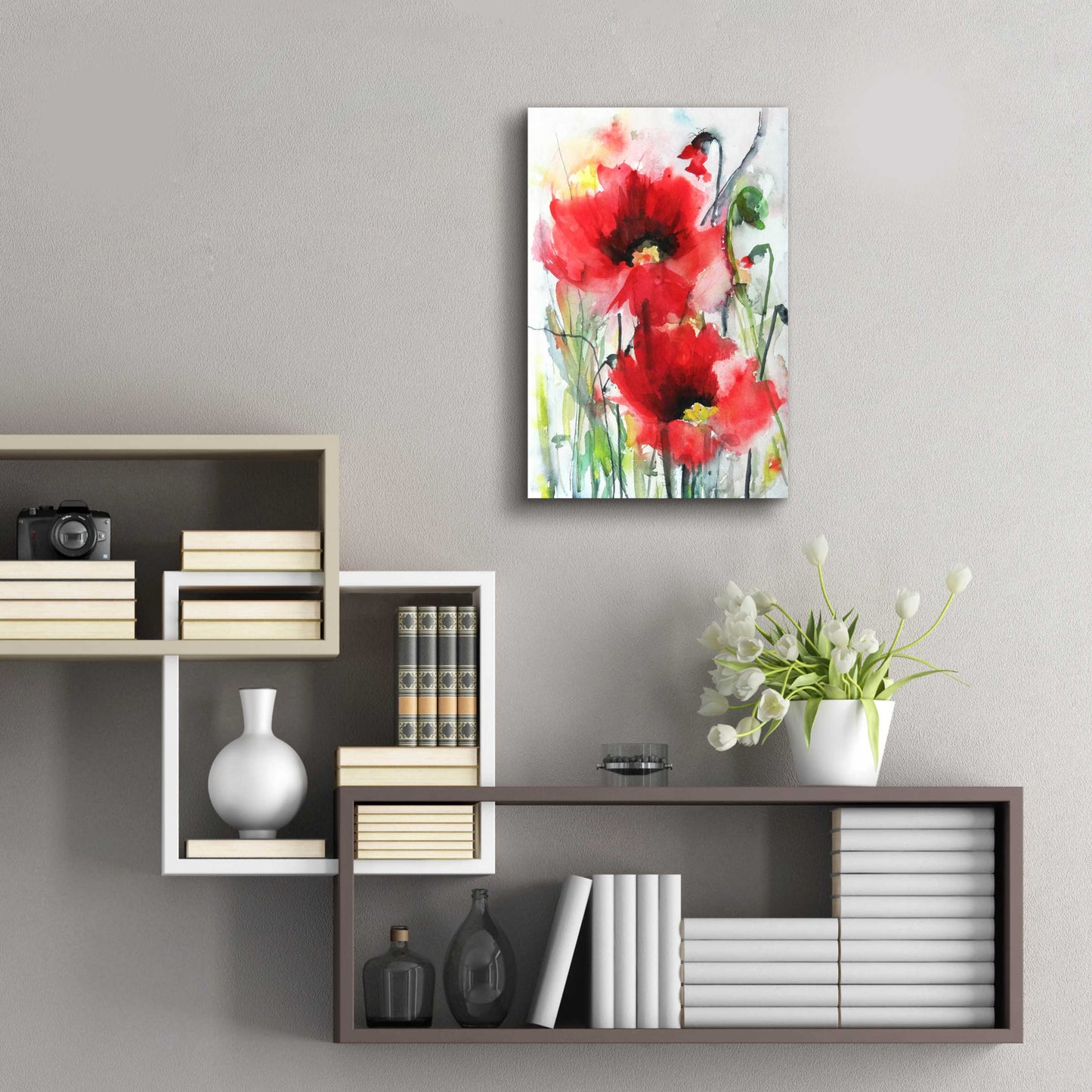 Epic Art 'Red Poppies' by Jessica Mingo, Acrylic Glass Wall Art,16x24