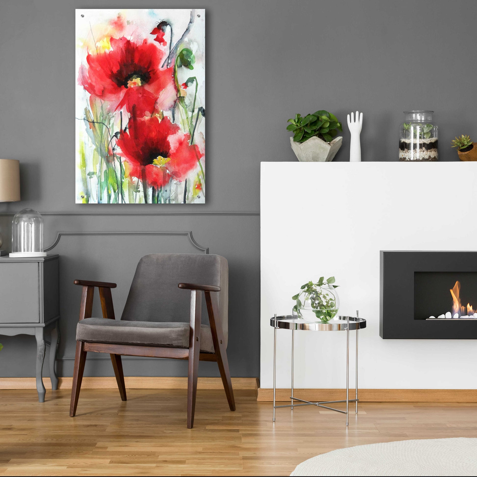 Epic Art 'Red Poppies' by Jessica Mingo, Acrylic Glass Wall Art,24x36