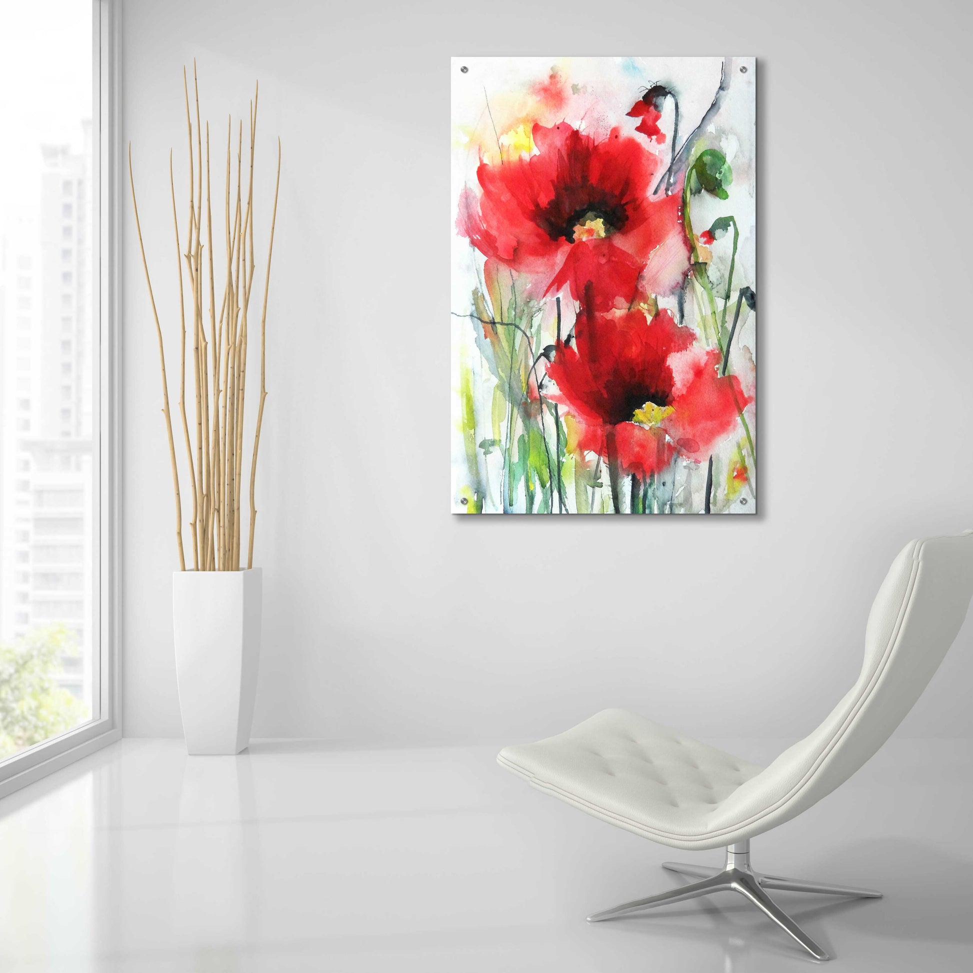 Epic Art 'Red Poppies' by Jessica Mingo, Acrylic Glass Wall Art,24x36