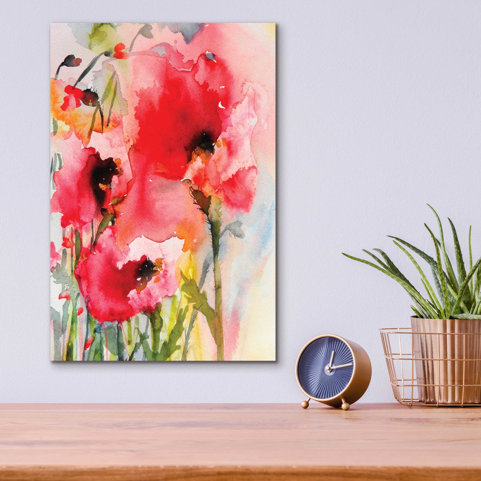 Epic Art 'Summer Poppies' by Karin Johannesson, Acrylic Glass Wall Art,12x16