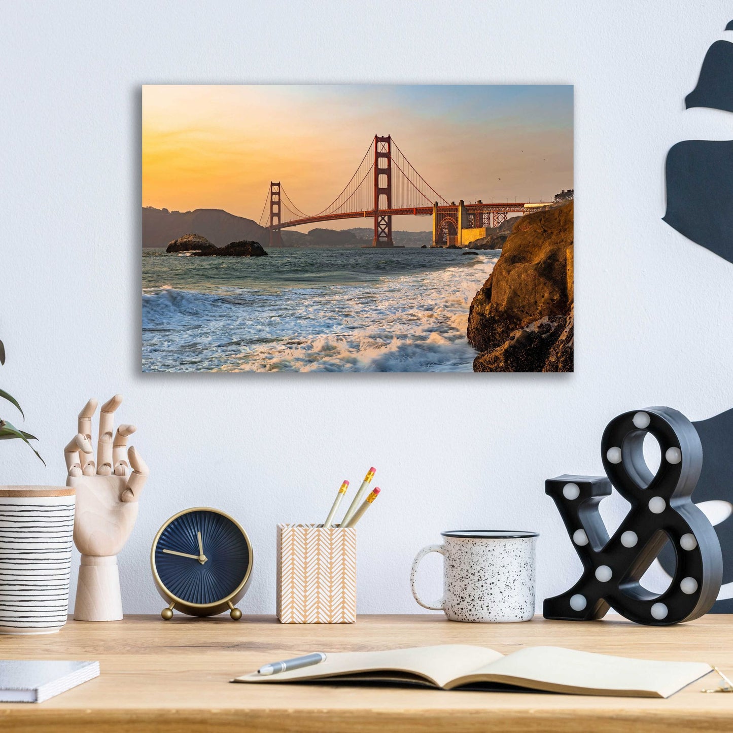 Epic Art 'Golden Gate Bridge Sunset' by Epic Portfolio, Acrylic Glass Wall Art,16x12