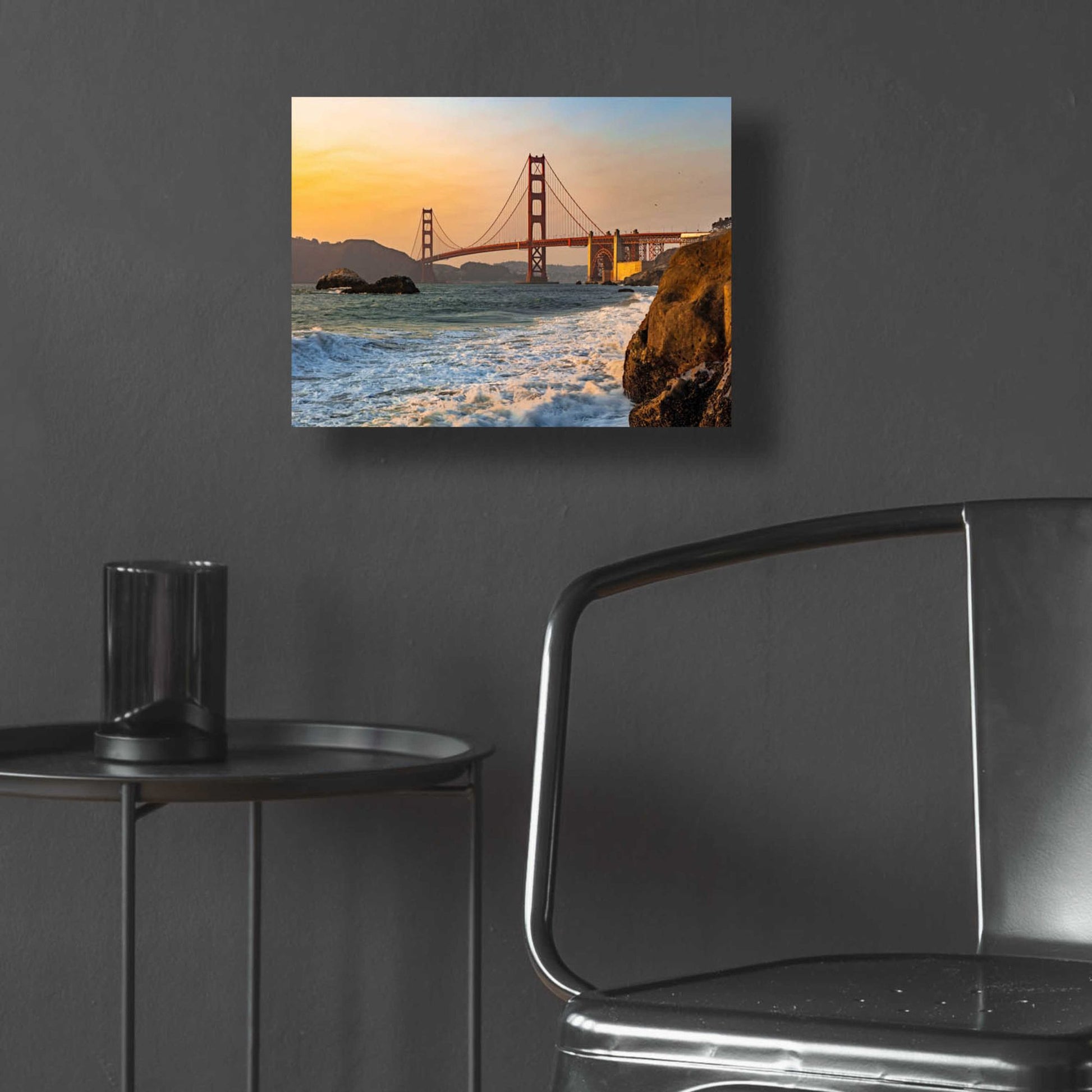 Epic Art 'Golden Gate Bridge Sunset' by Epic Portfolio, Acrylic Glass Wall Art,16x12