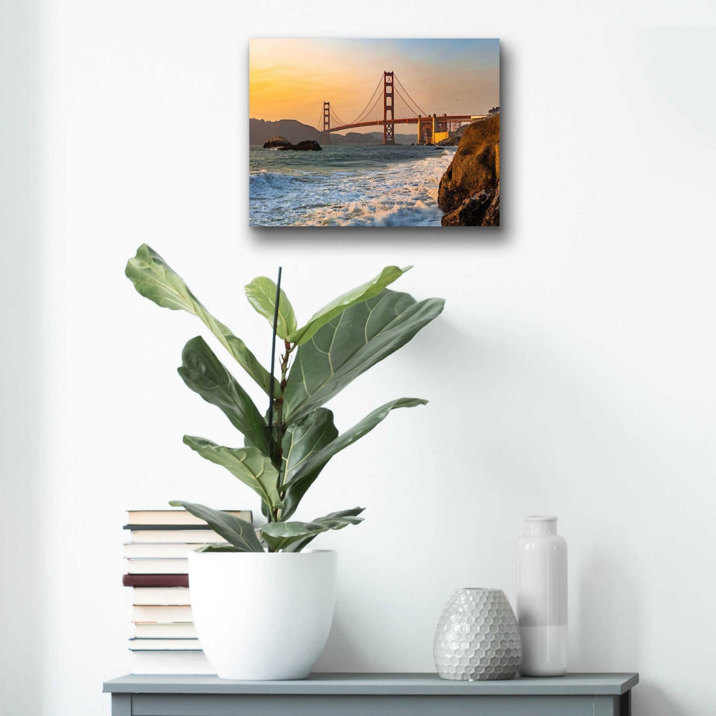 Epic Art 'Golden Gate Bridge Sunset' by Epic Portfolio, Acrylic Glass Wall Art,16x12