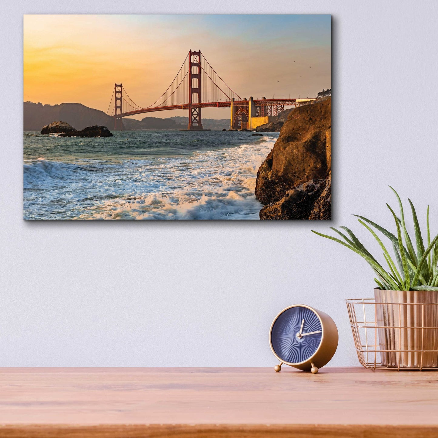 Epic Art 'Golden Gate Bridge Sunset' by Epic Portfolio, Acrylic Glass Wall Art,16x12