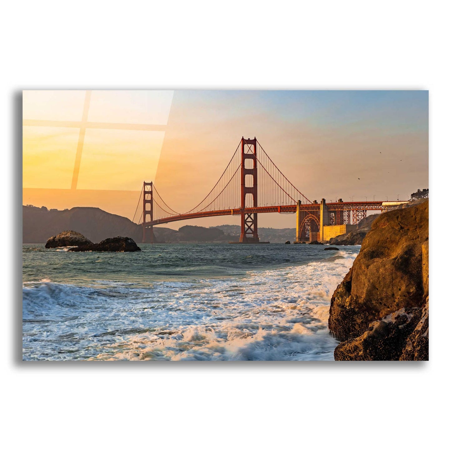 Epic Art 'Golden Gate Bridge Sunset' by Epic Portfolio, Acrylic Glass Wall Art,16x12